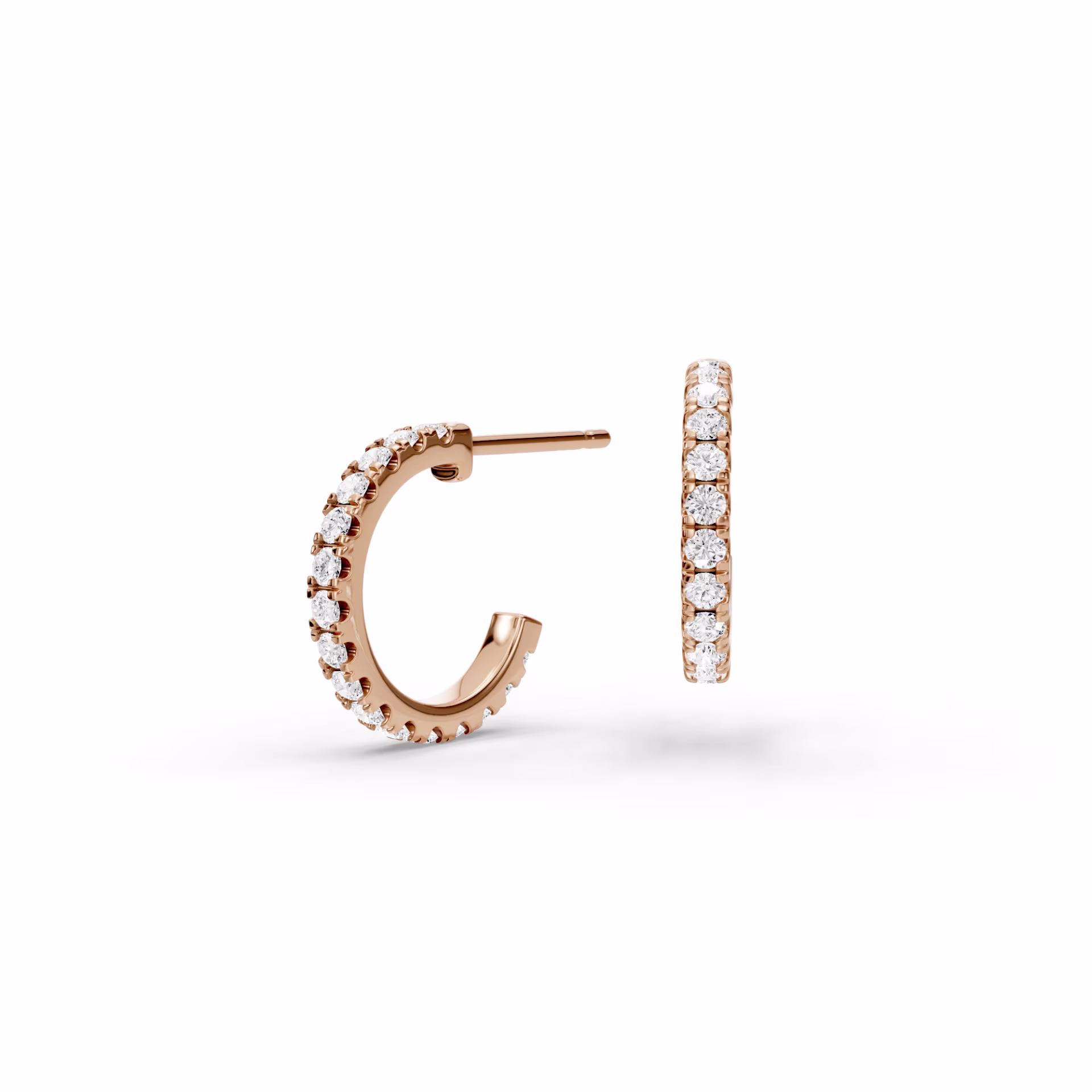 J Huggie Hoop Earrings in 14k Rose Gold 0.63ctw