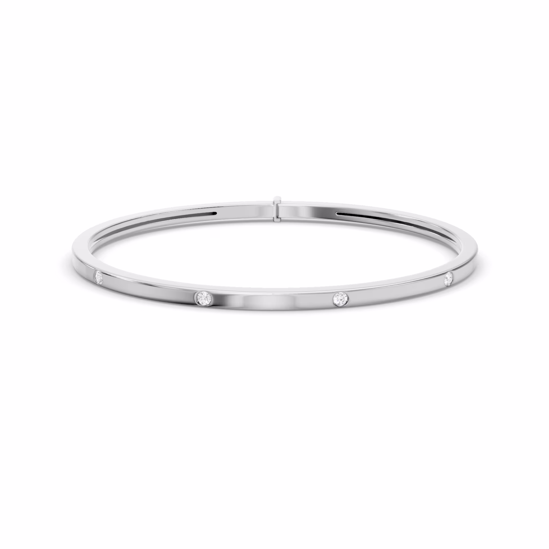 Flush Set Diamond Bangle in 18k White Gold 0.3ctw