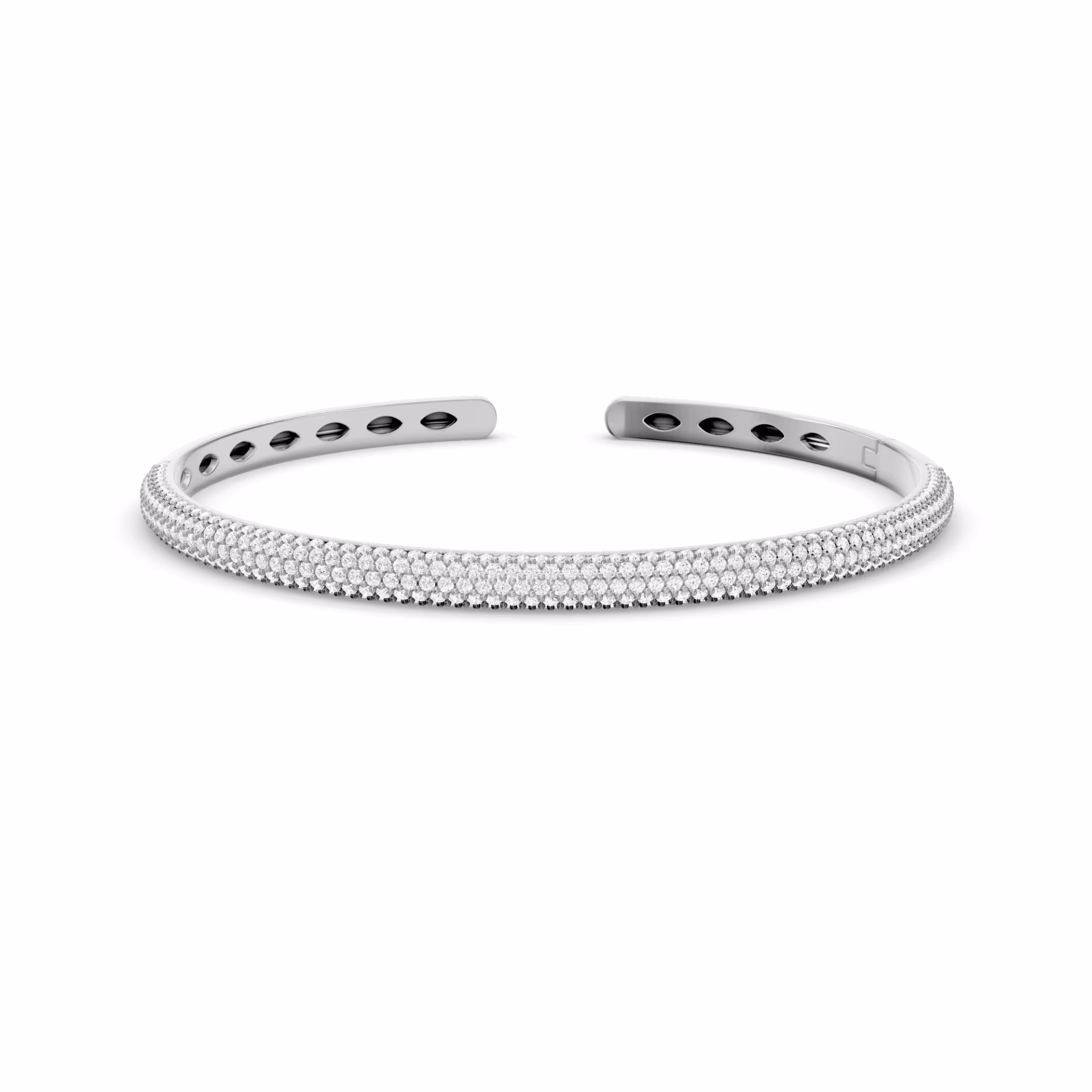 Multi Row Pave Bangle in 18k White Gold 2.3ctw