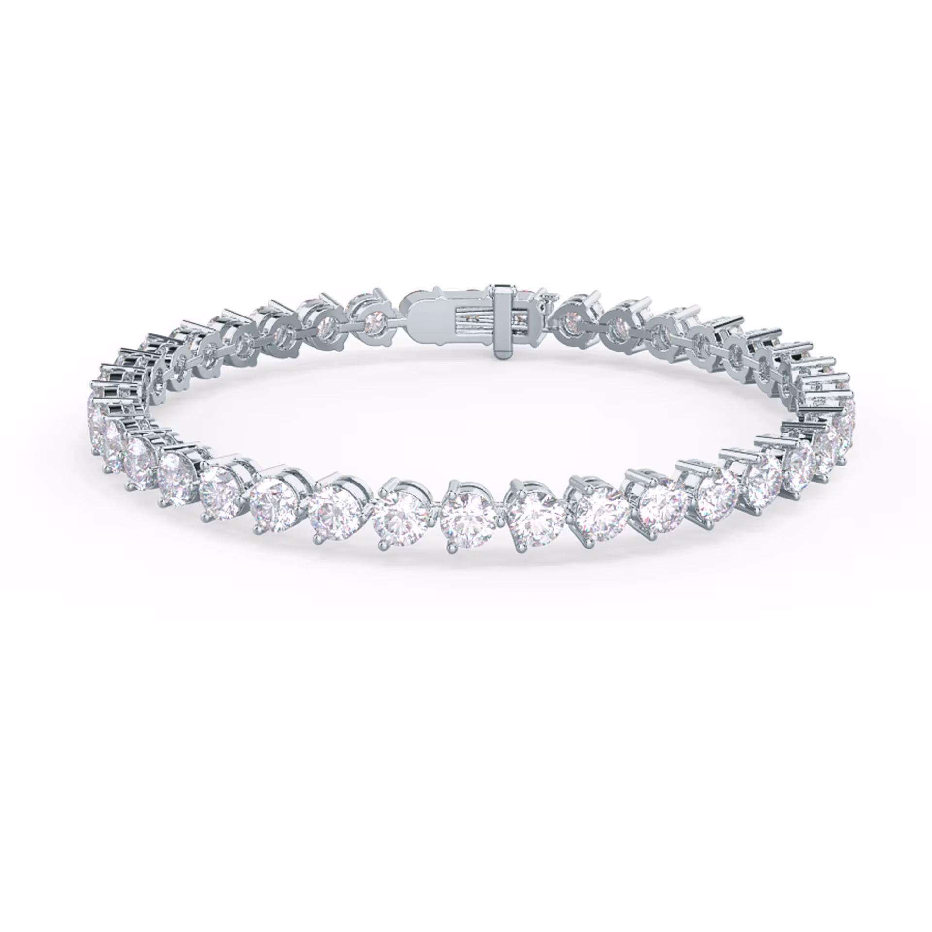Round Diamonds set in White Gold Lab Diamond Three Prong Tennis Bracelet (Main View)