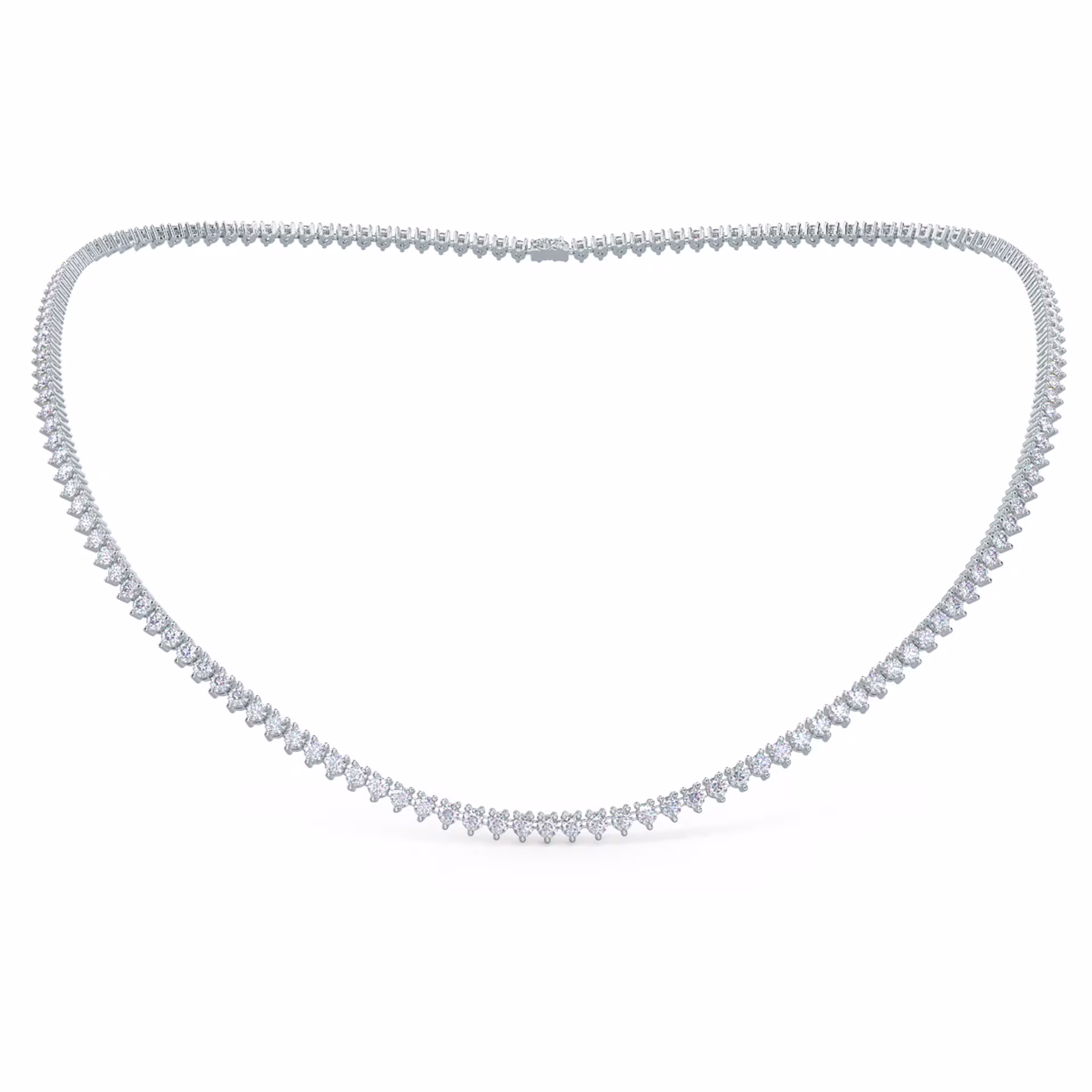 Hand Selected 10.0 ct Round Lab Grown Diamonds set in White Gold Lab Diamond Tennis Necklace