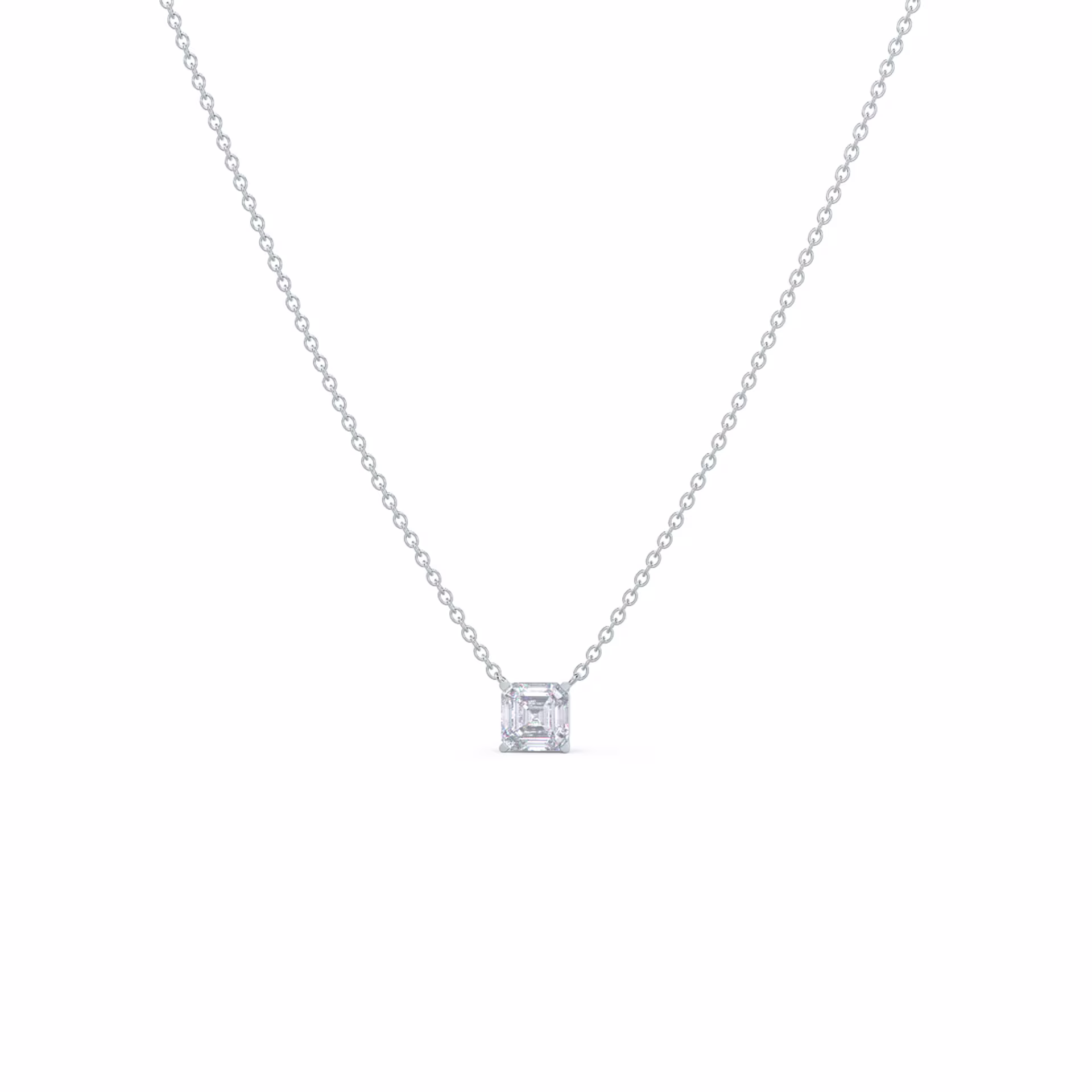 High Quality 0.7 Carat Man Made Diamonds set in Platinum Floating Asscher Pendant ()