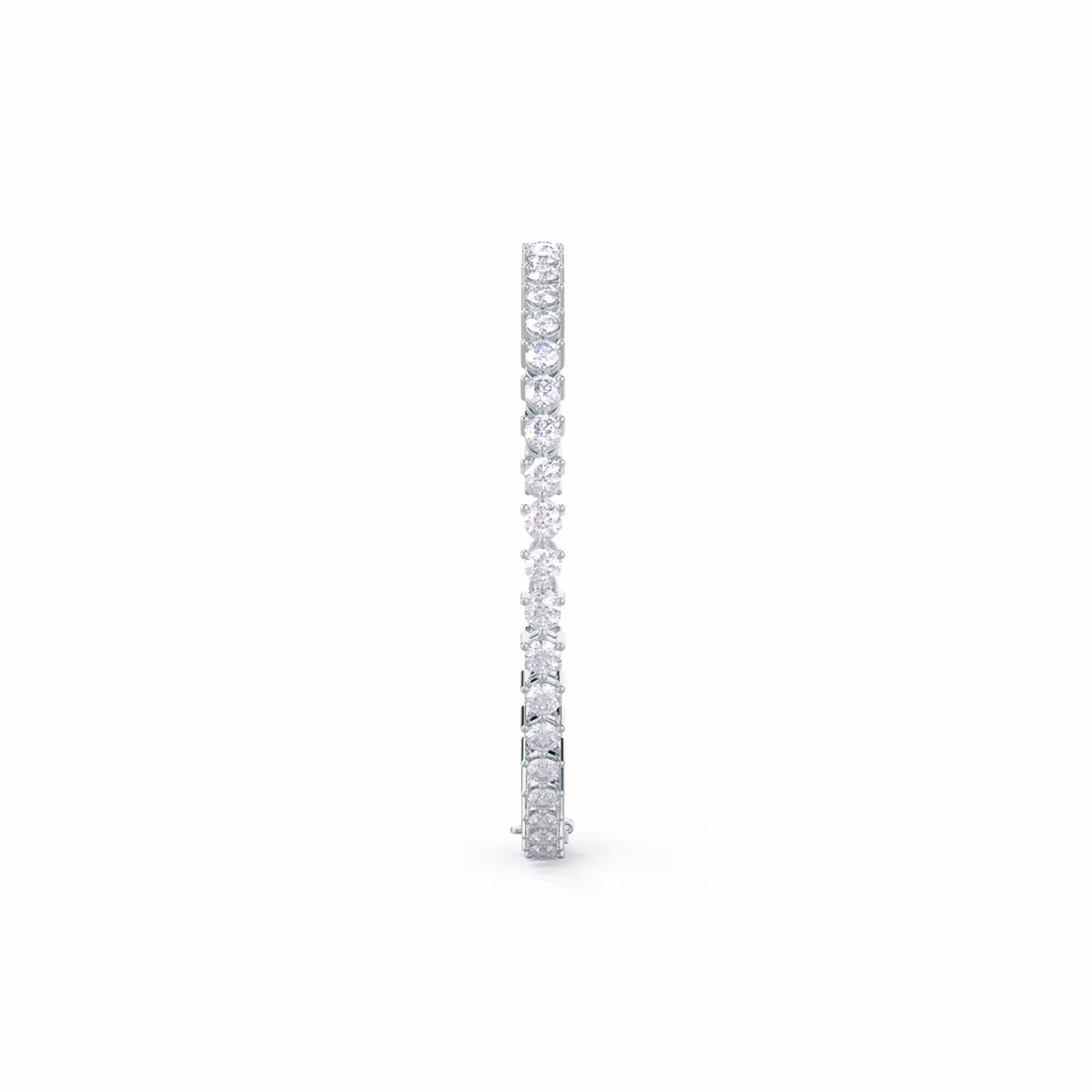 Round Lab Diamonds set in Platinum Lab Diamond Three Prong Tennis Bracelet (Side View)