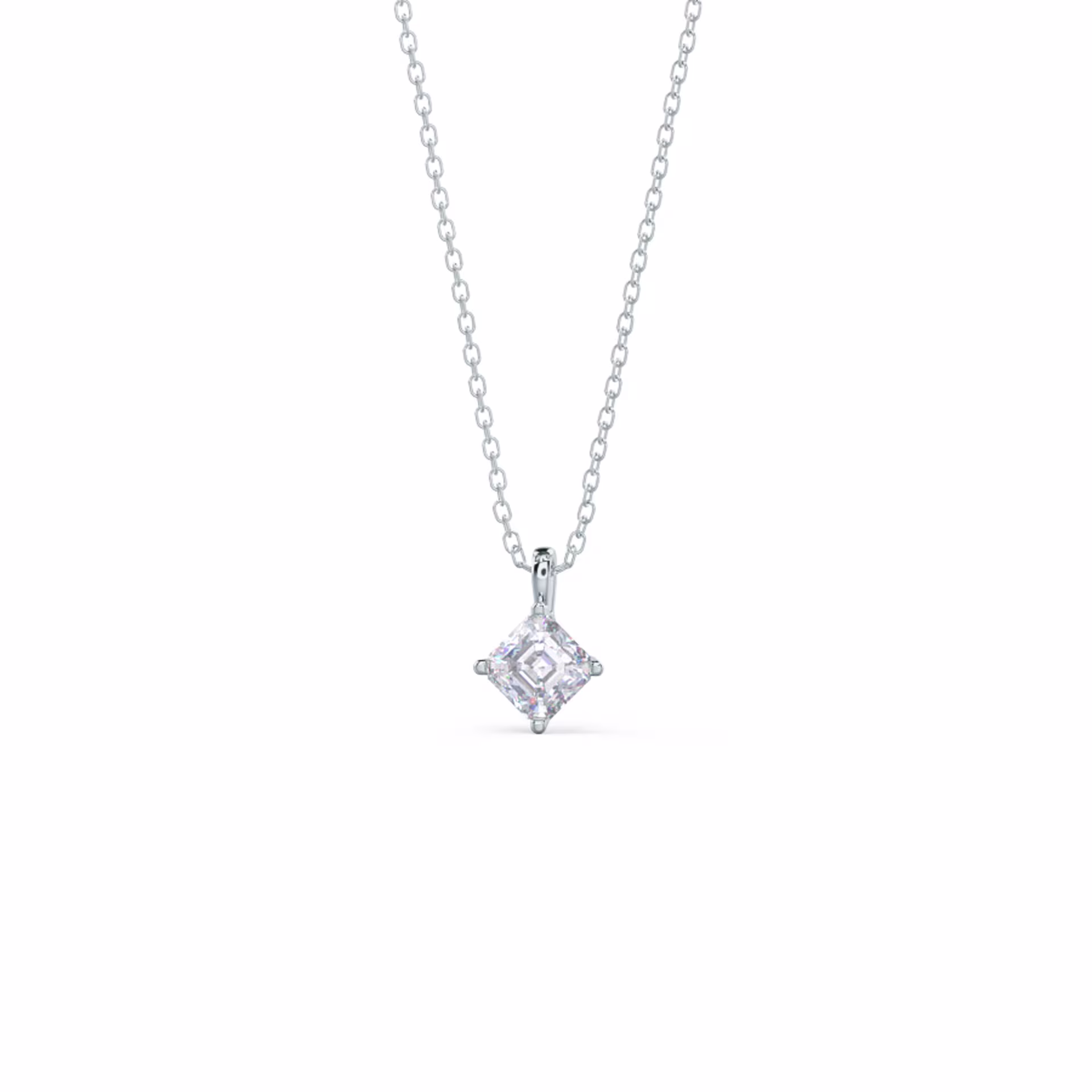 0.7 Carat Lab Diamonds set in Platinum Classic Asscher Pendant (Main View)
