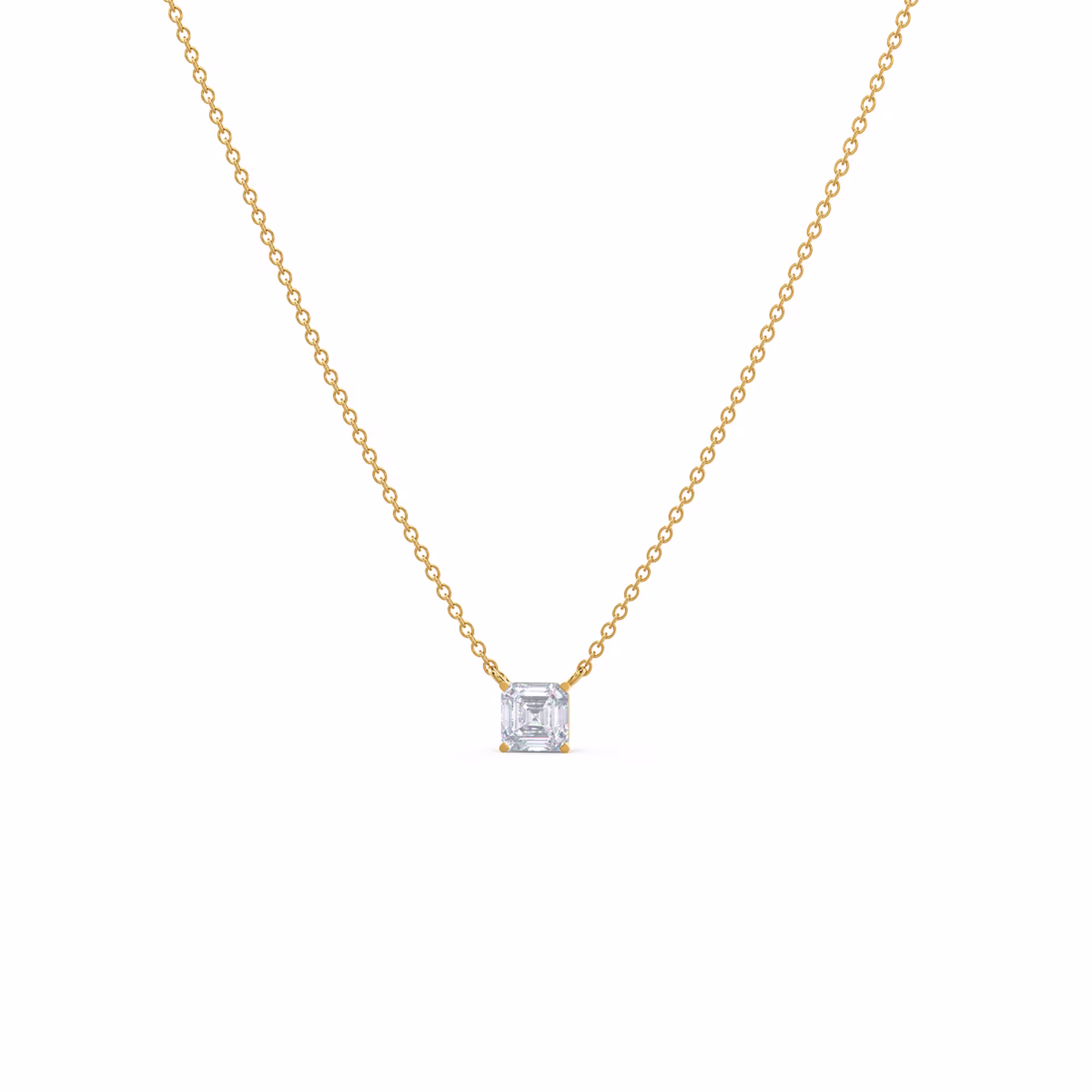 0.7 Carat Lab Diamonds set in Yellow Gold Floating Asscher Pendant (Main View)