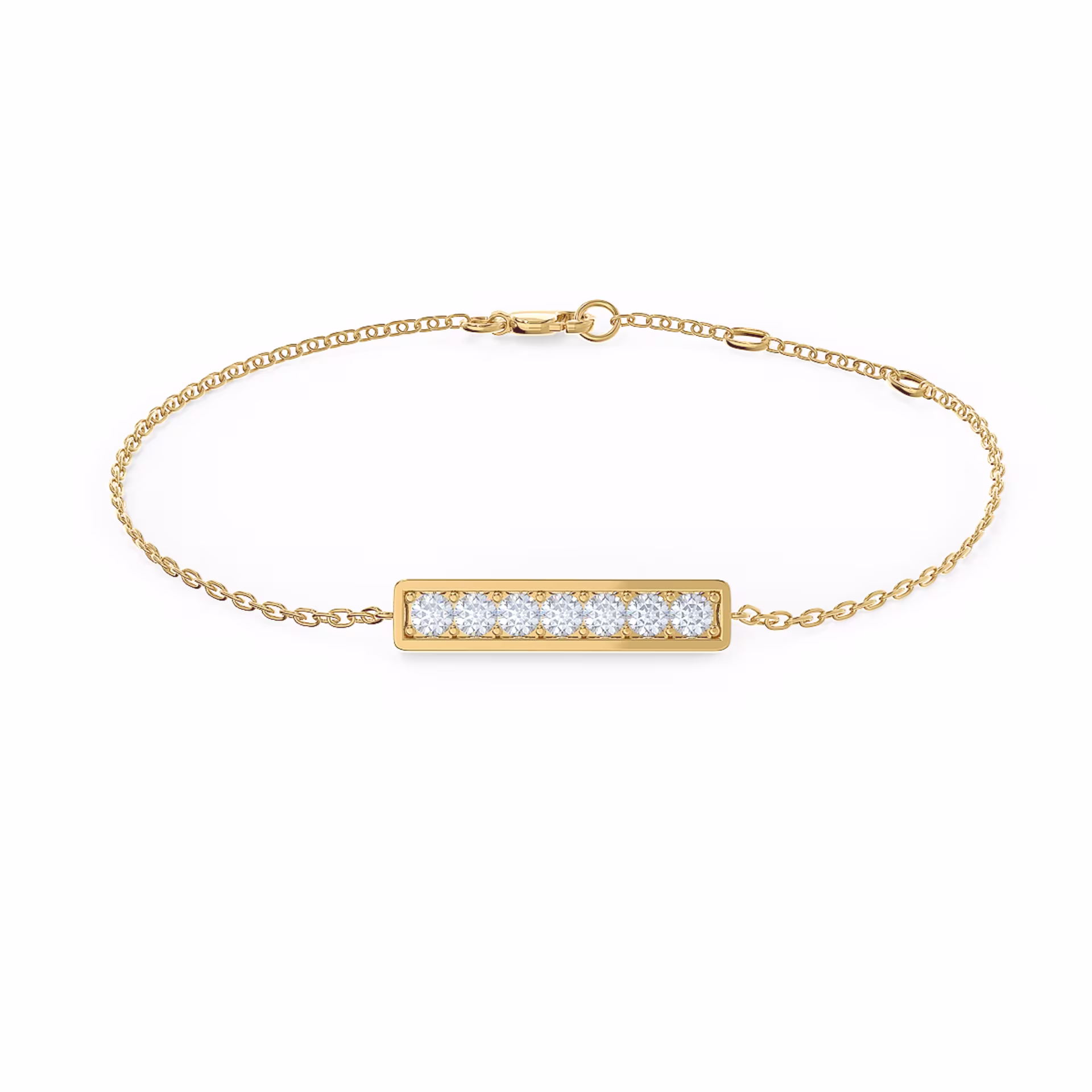 0.21 Carat Round Lab Diamonds set in 14kt Yellow Gold Diamond Bar Bracelet (Main View)