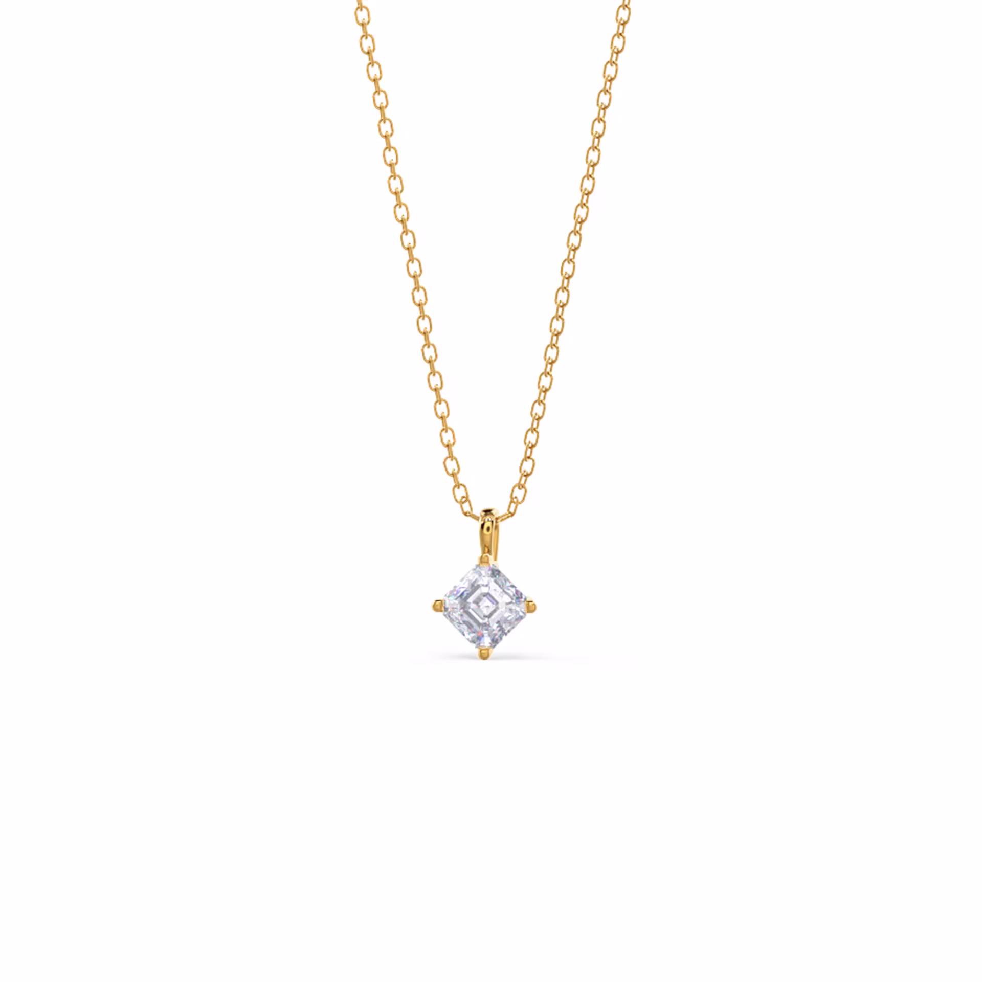 Hand Selected 0.5 Carat Lab Diamonds set in 14k Yellow Gold Classic Asscher Pendant (Main View)