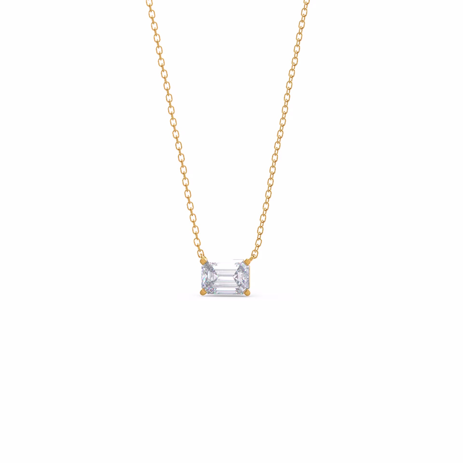 1.0 Carat Lab Diamonds set in 14kt Yellow Gold East-West Emerald Cut Diamond Pendant (Main View)