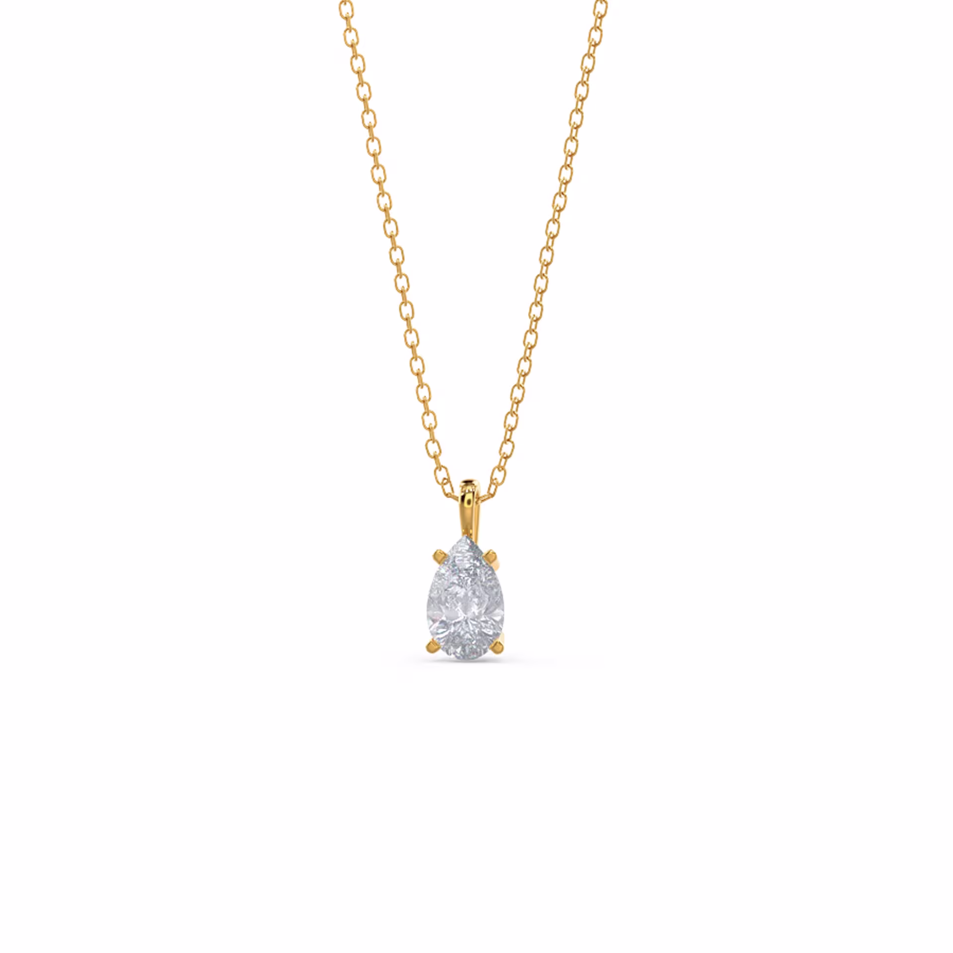 0.7 Carat Diamonds set in 14k Yellow Gold Classic Pear Pendant (Main View)