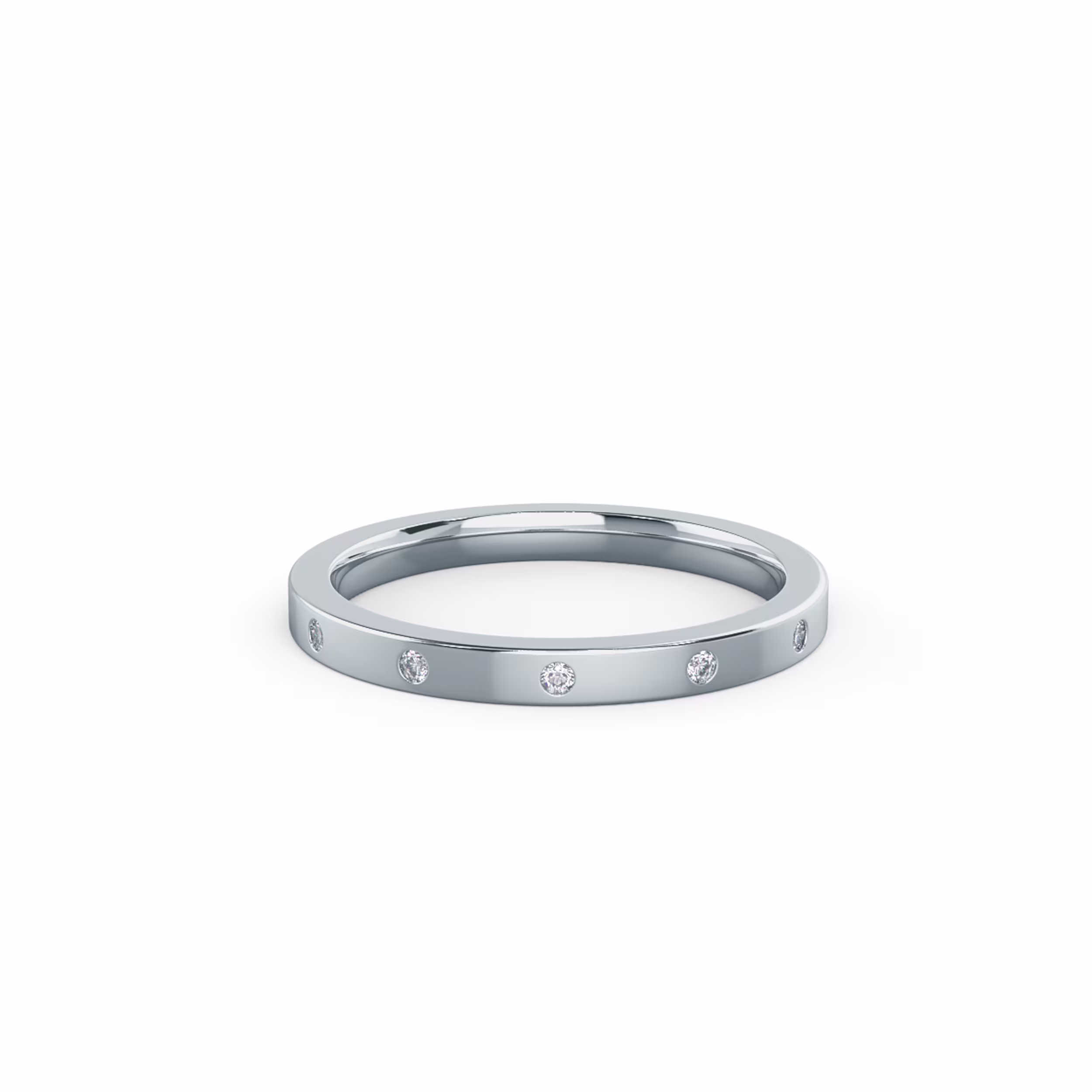 18k White Gold Petite Flat Flush Set Three Quarter Band featuring 0.09 ctw Round Lab Created Diamonds (Main View)