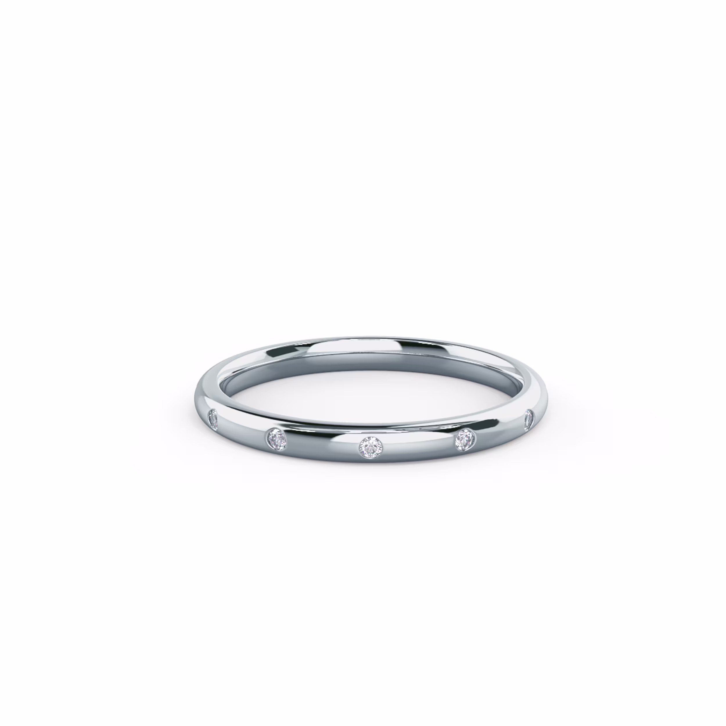 18k White Gold Petite Rounded Flush Set Eternity Band featuring 0.12 Carat Diamonds (Main View)