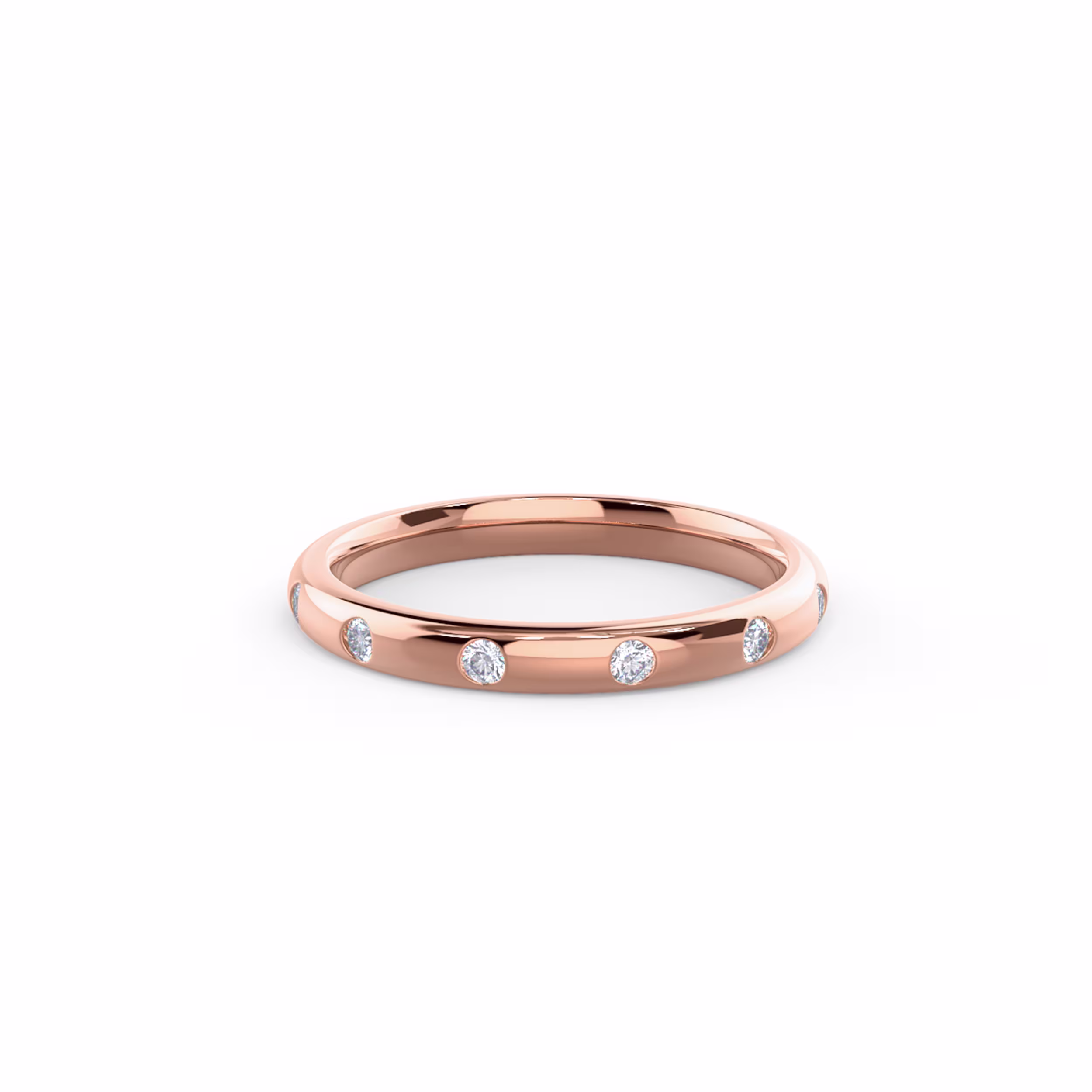 14k Rose Gold Rounded Flush Set Half Band featuring Hand Selected 0.15 ctw Lab Diamonds (Main View)