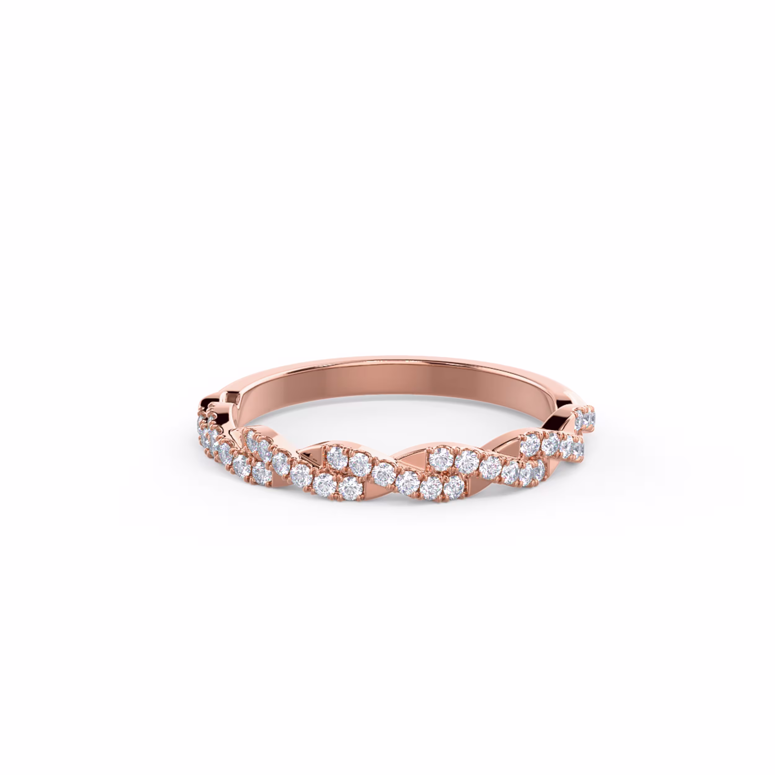 0.2 Carat Round Lab Created Diamonds Infinity Twisting Full Half Band in 14k Rose Gold (Main View)