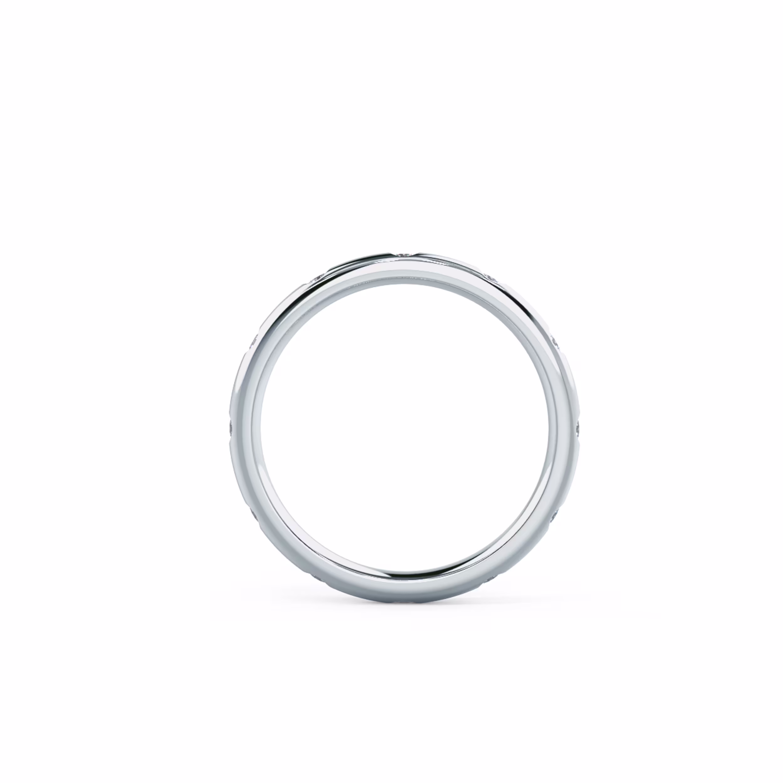 18k White Gold Rounded Flush Set Eternity Band featuring Exceptional Quality 0.3 ct Diamonds (Profile View)