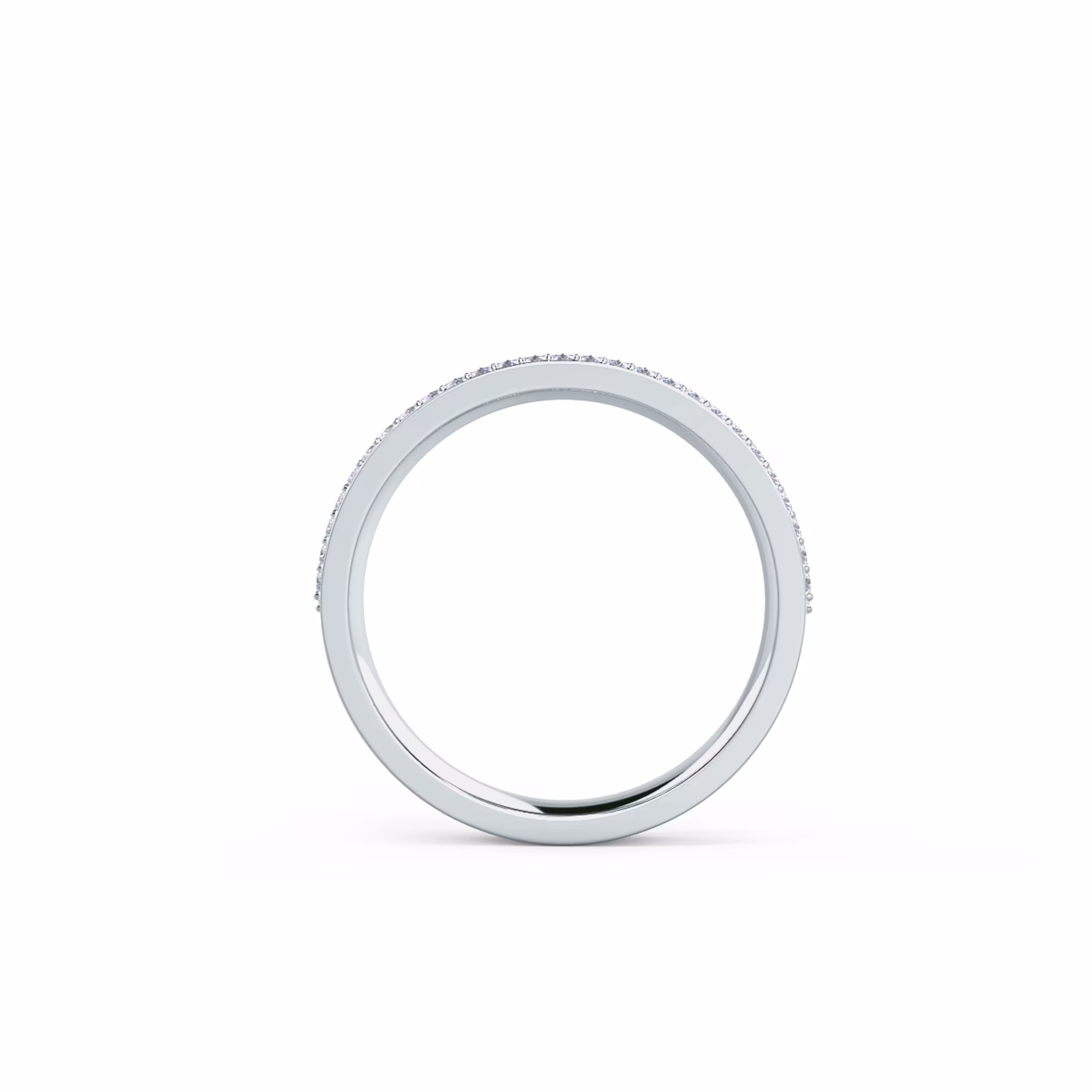 18k White Gold Three Row Pavé Half Band featuring 0.4 ct Round Lab Diamonds (Profile View)