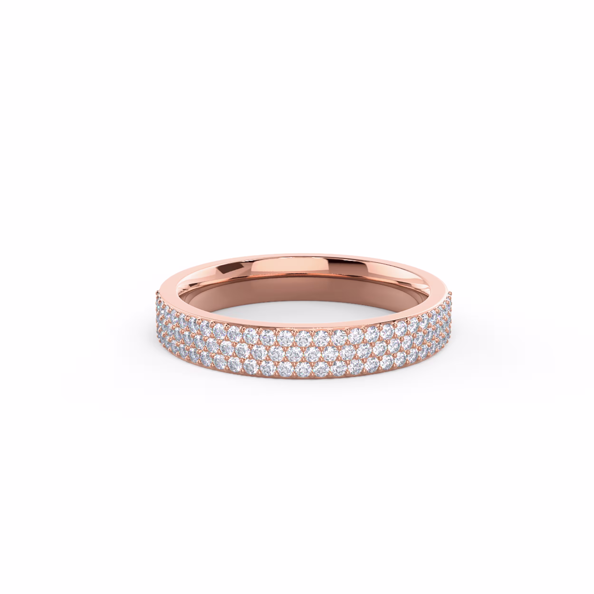 0.4 Carat Round Brilliant Diamonds set in 14k Rose Gold Three Row Pavé Half Band (Main View)