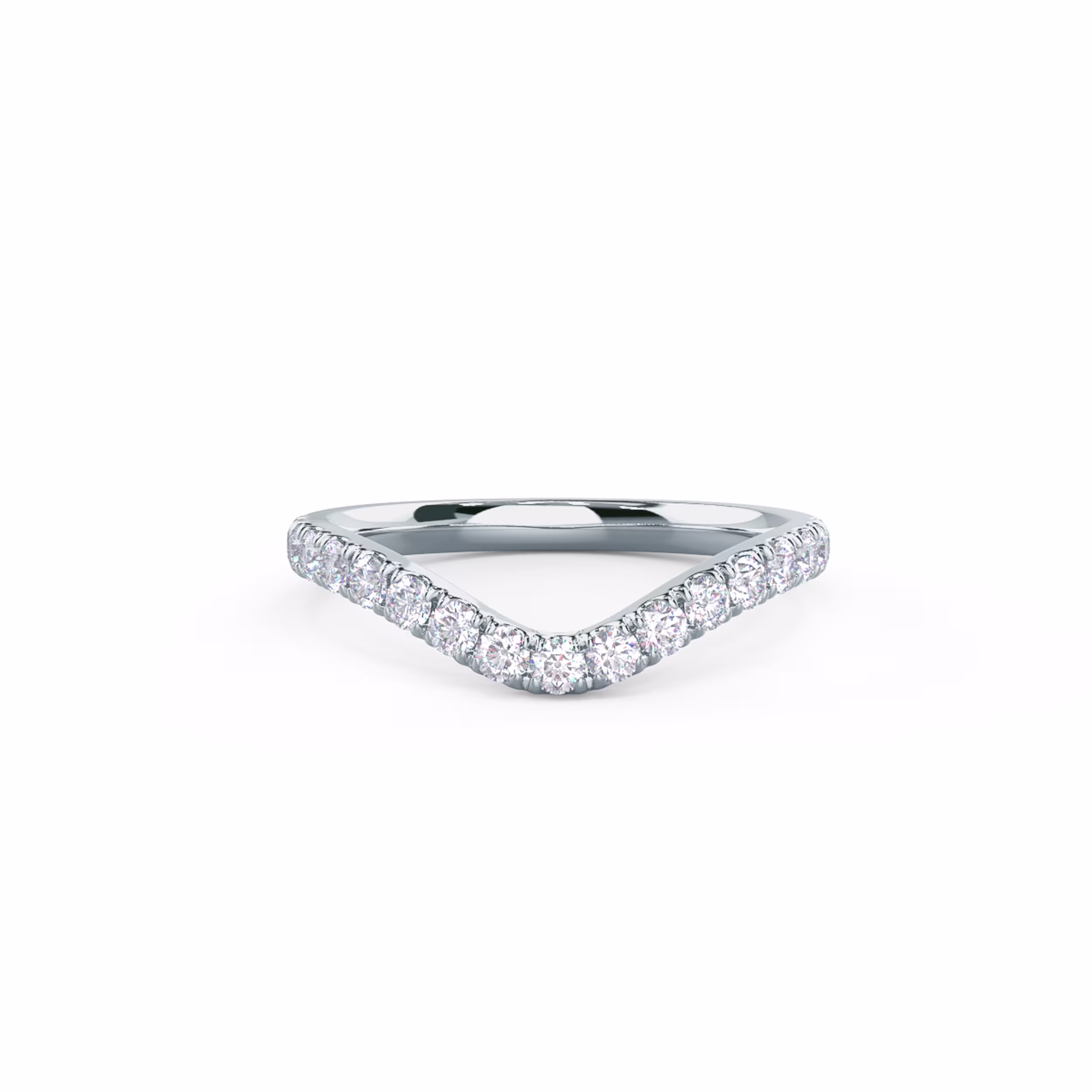 0.45 Carat Round Brilliant Lab Grown Diamonds Pavé Countoured Half Band in 18k White Gold (Main View)