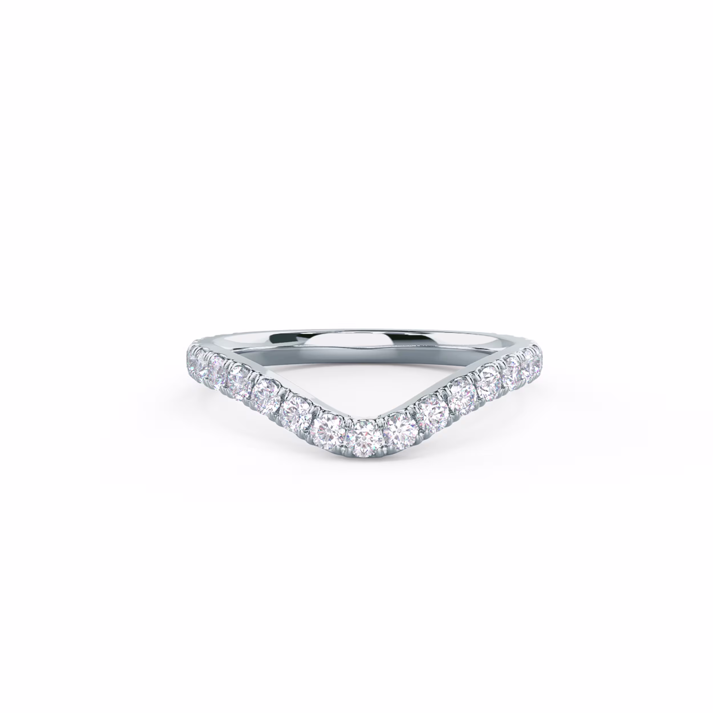 0.6 Carat Round Brilliant Lab Diamonds Pavé Contoured Three Quarter Band in 18k White Gold (Main View)