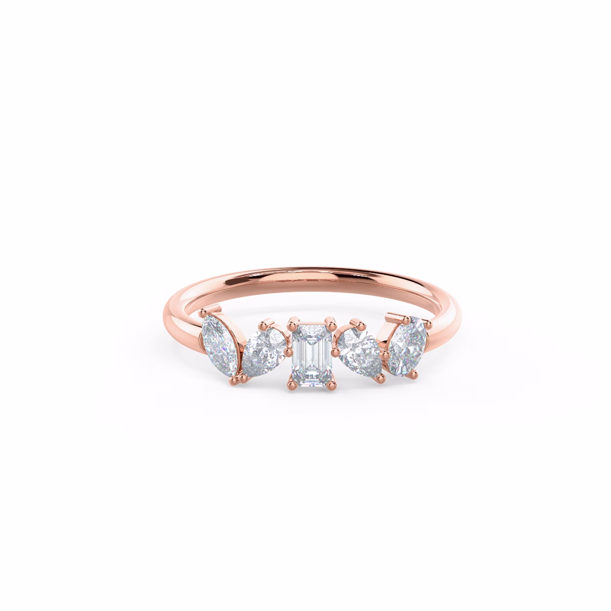 Hand Selected 0.65 Carat Lab Grown Diamonds Cassidy Five Stone in 14k Rose Gold (Main View)