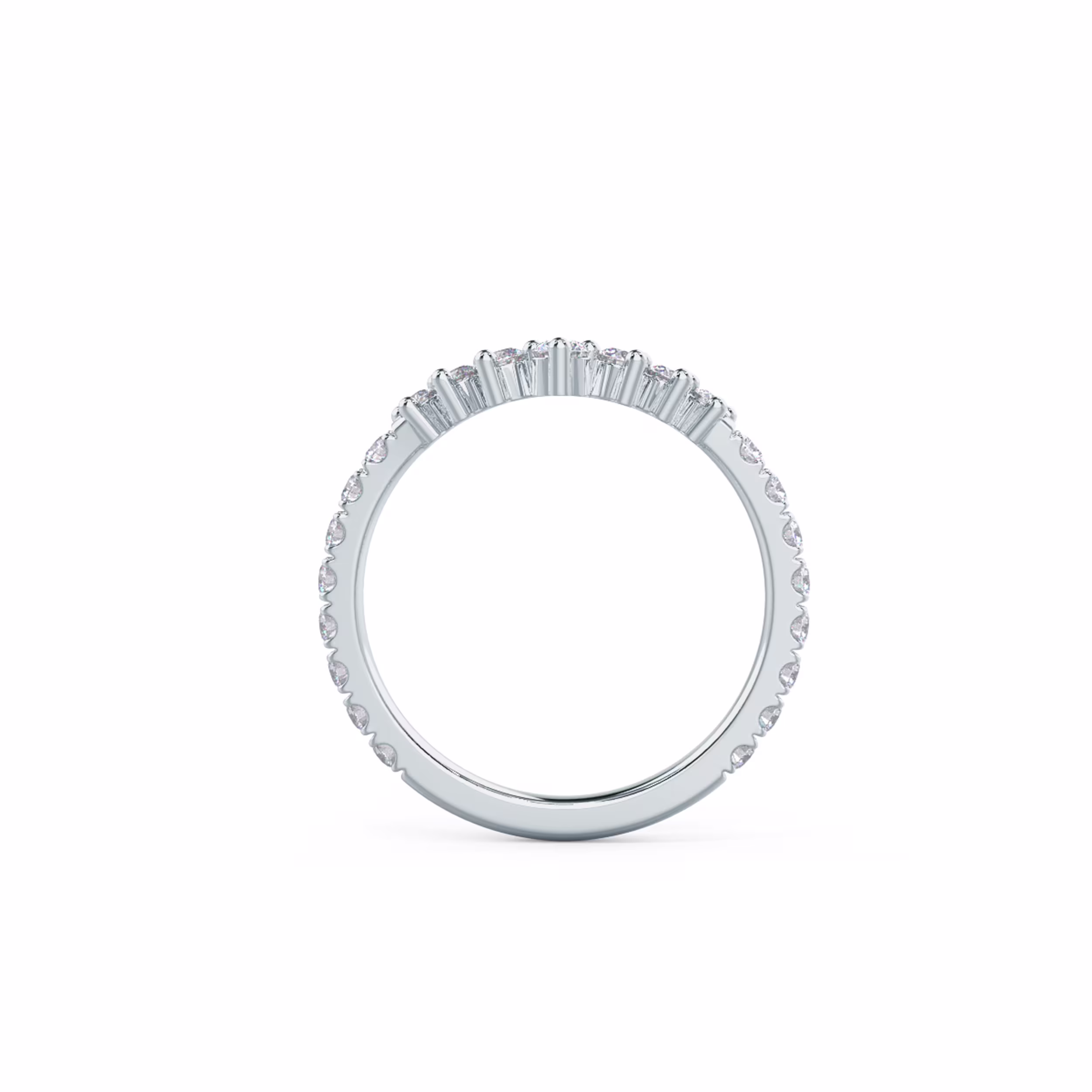 0.65 Carat Round Brilliant Diamonds set in 18k White Gold Nesting Three Quarter Band (Profile View)