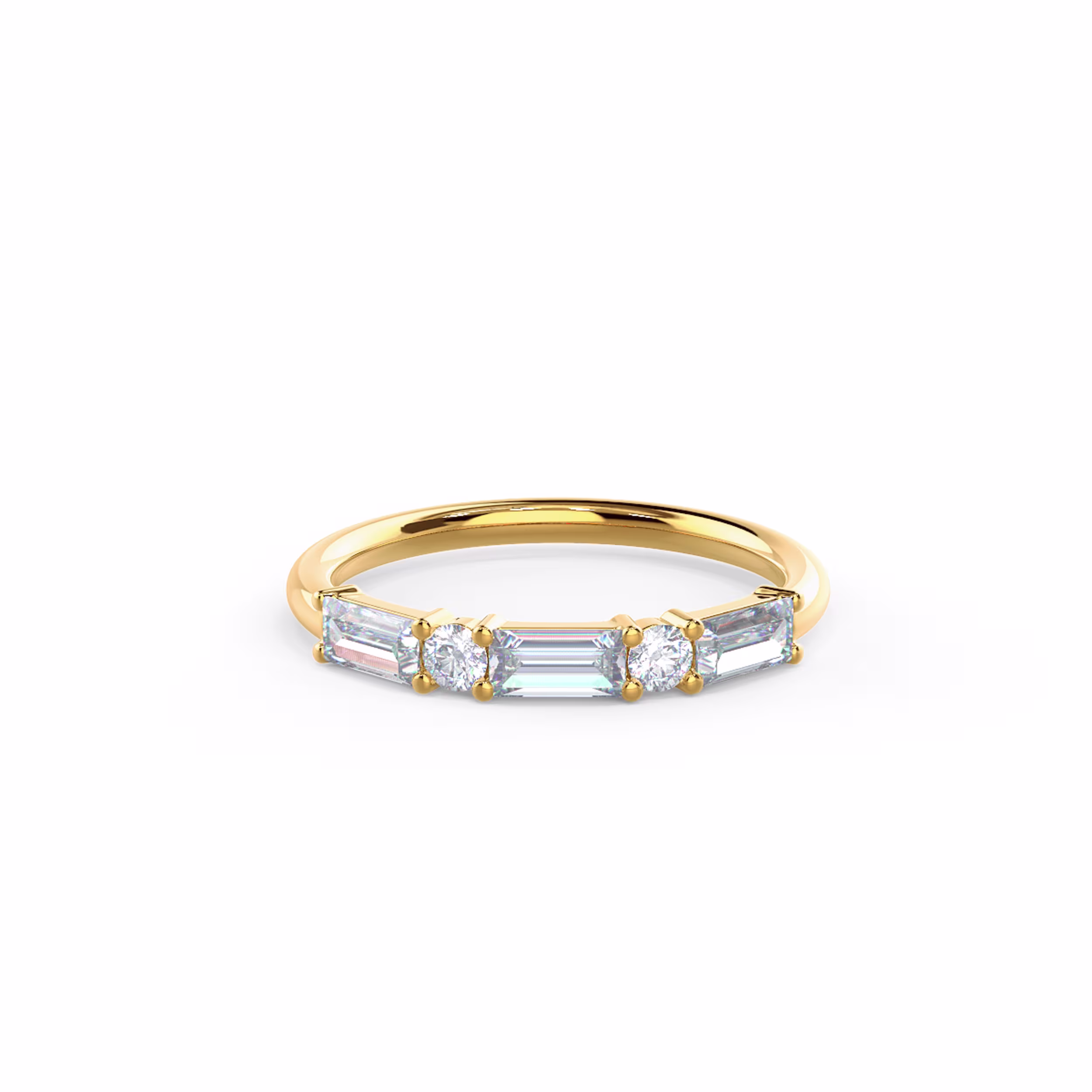 0.7 Carat Diamonds Baguette and Round Five Stone in 18k Yellow Gold (Main View)