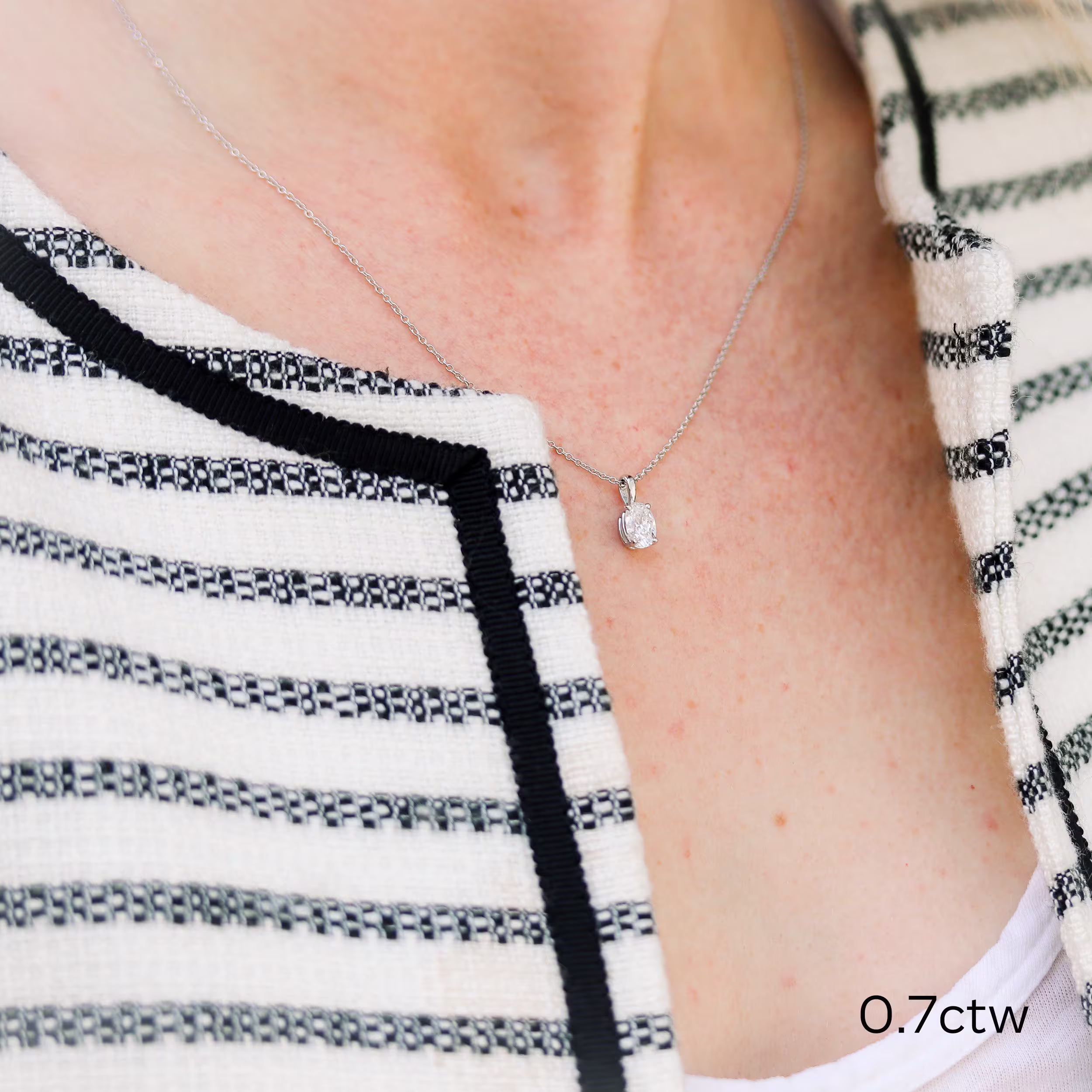 Oval Classic Pendant Necklace made with lab made diamonds in white gold ADA Diamonds ada design number 279