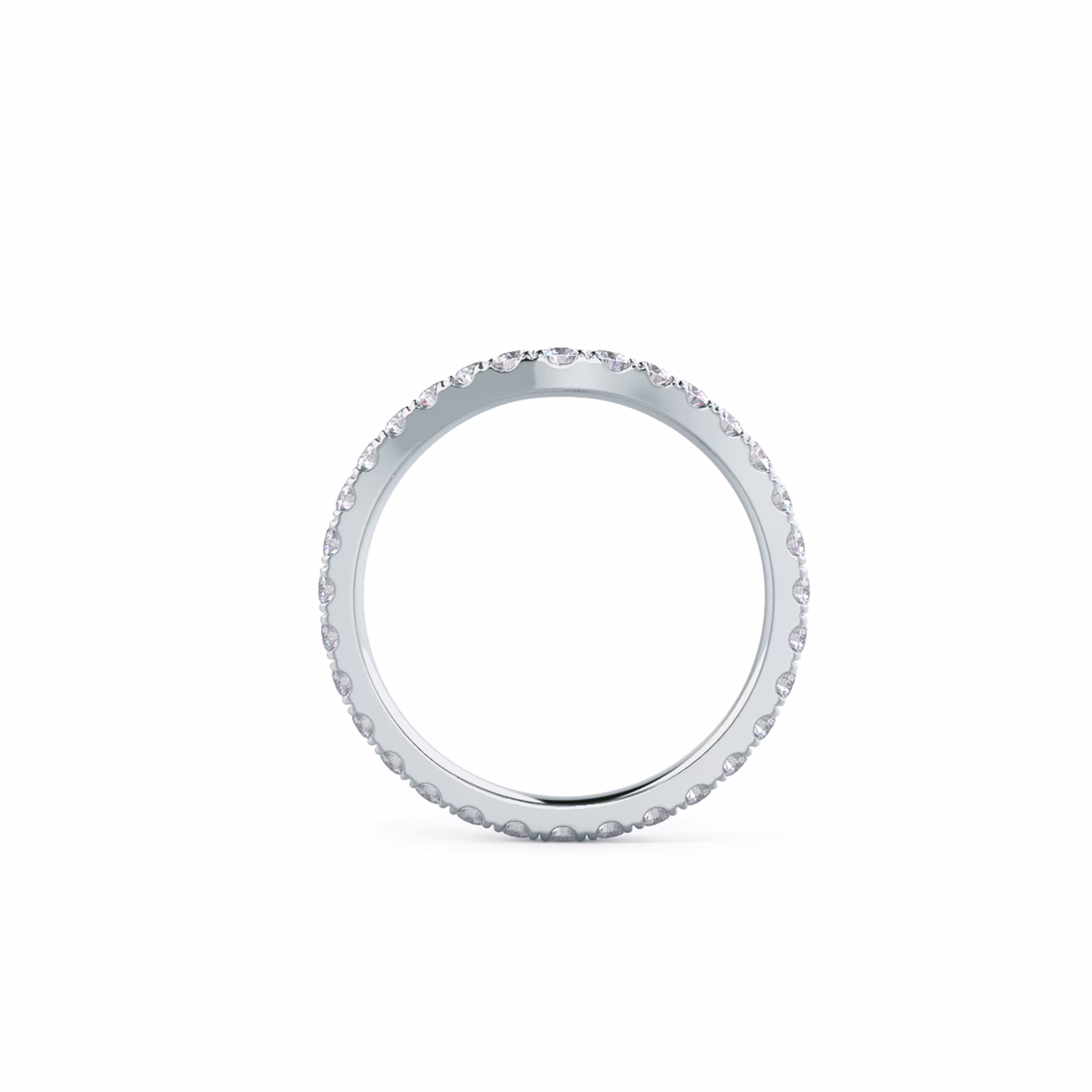 0.7 Carat Round Brilliant Diamonds Pavé Contoured Eternity Band in 18k White Gold (Profile View)