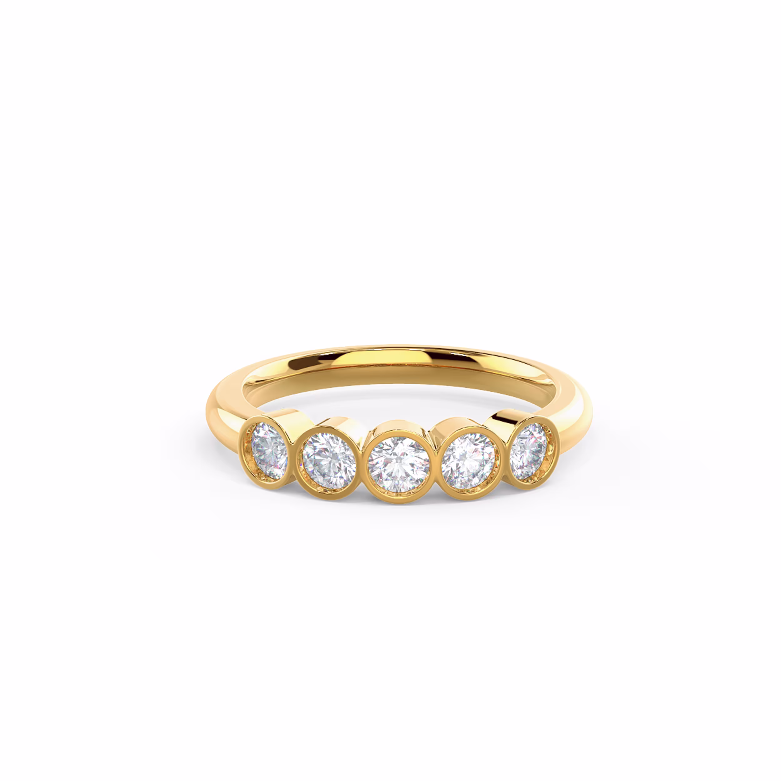 0.7 ct Round Lab Diamonds set in 14k Yellow Gold Bezel Five Stone (Main View)