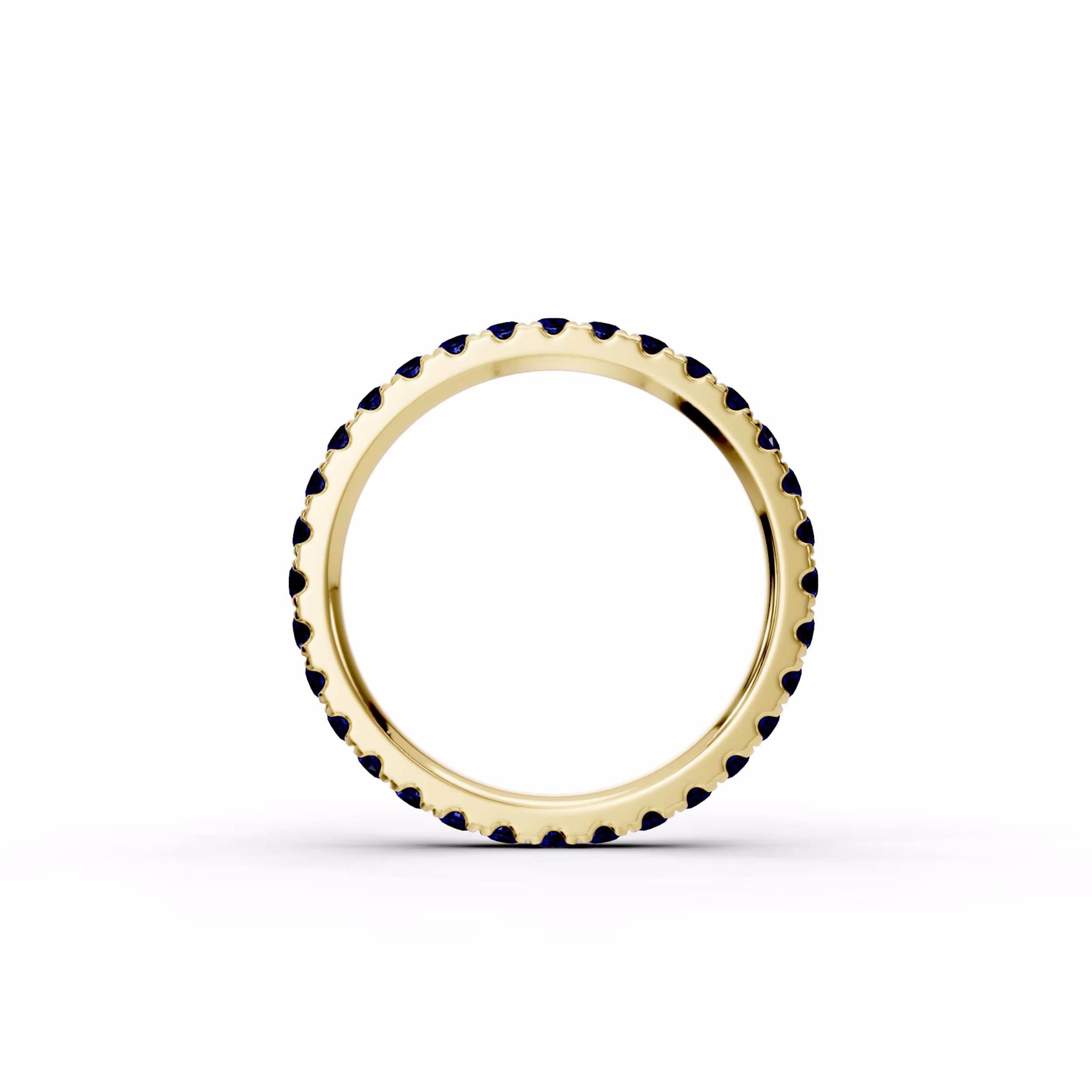 0.8 ctw Lab Grown Diamonds Sapphire U Pavé Eternity Band in 14k Yellow Gold (Profile View)