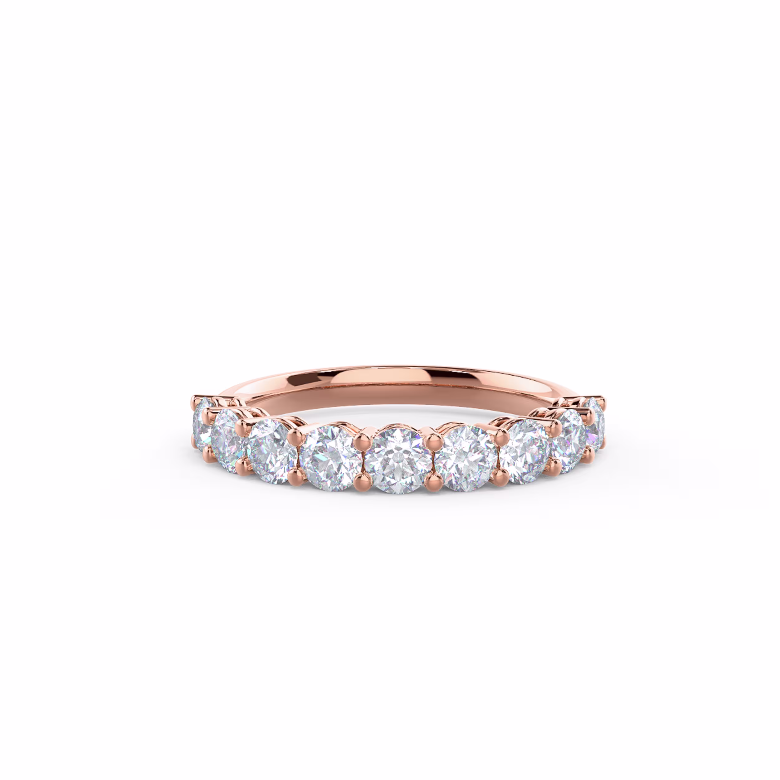14k Rose Gold Prong Set Half Band featuring 1.25 ct Round Diamonds (Main View)