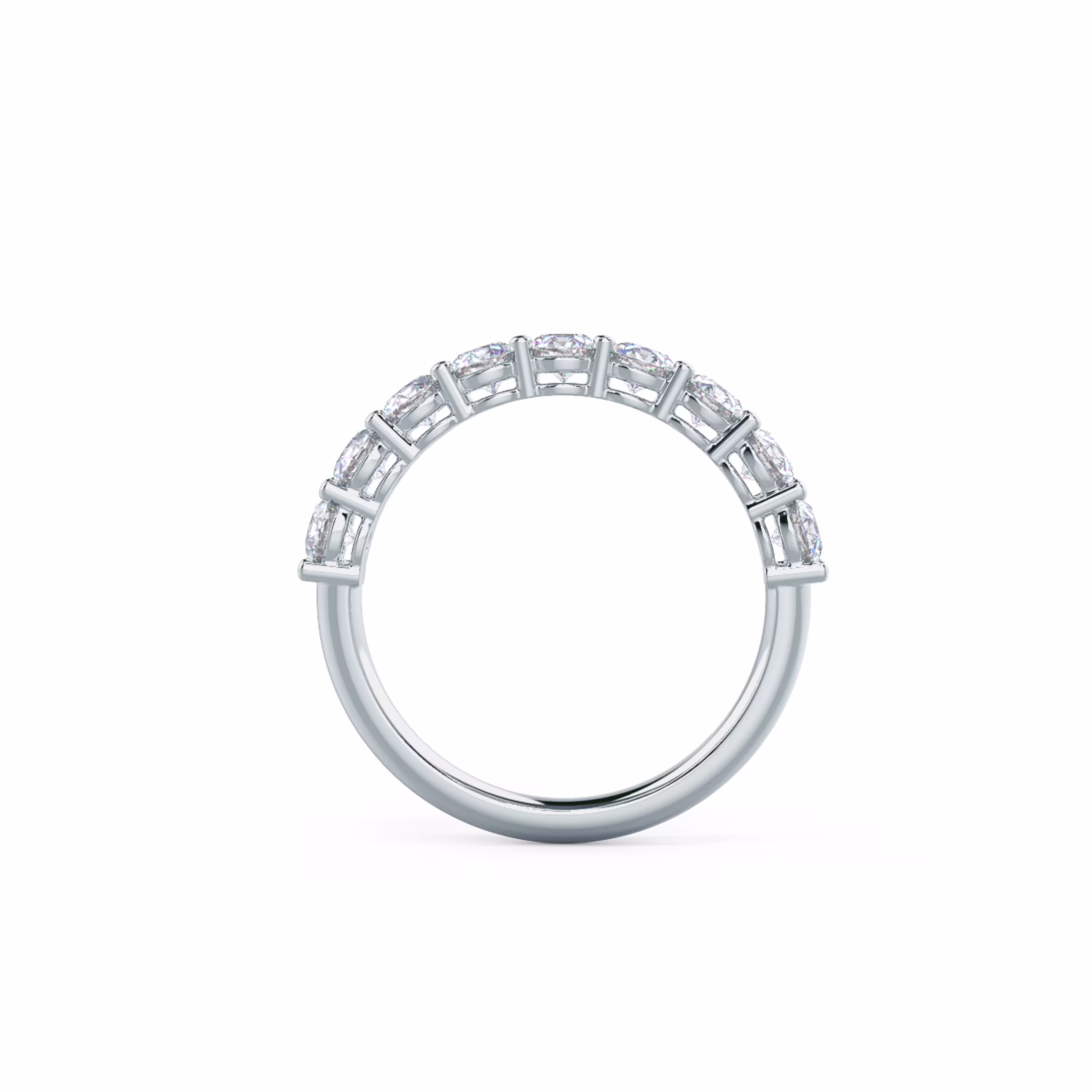 1.25 ctw Round Brilliant Lab Created Diamonds set in 18 Karat White Gold Prong Set Half Band (Profile View)
