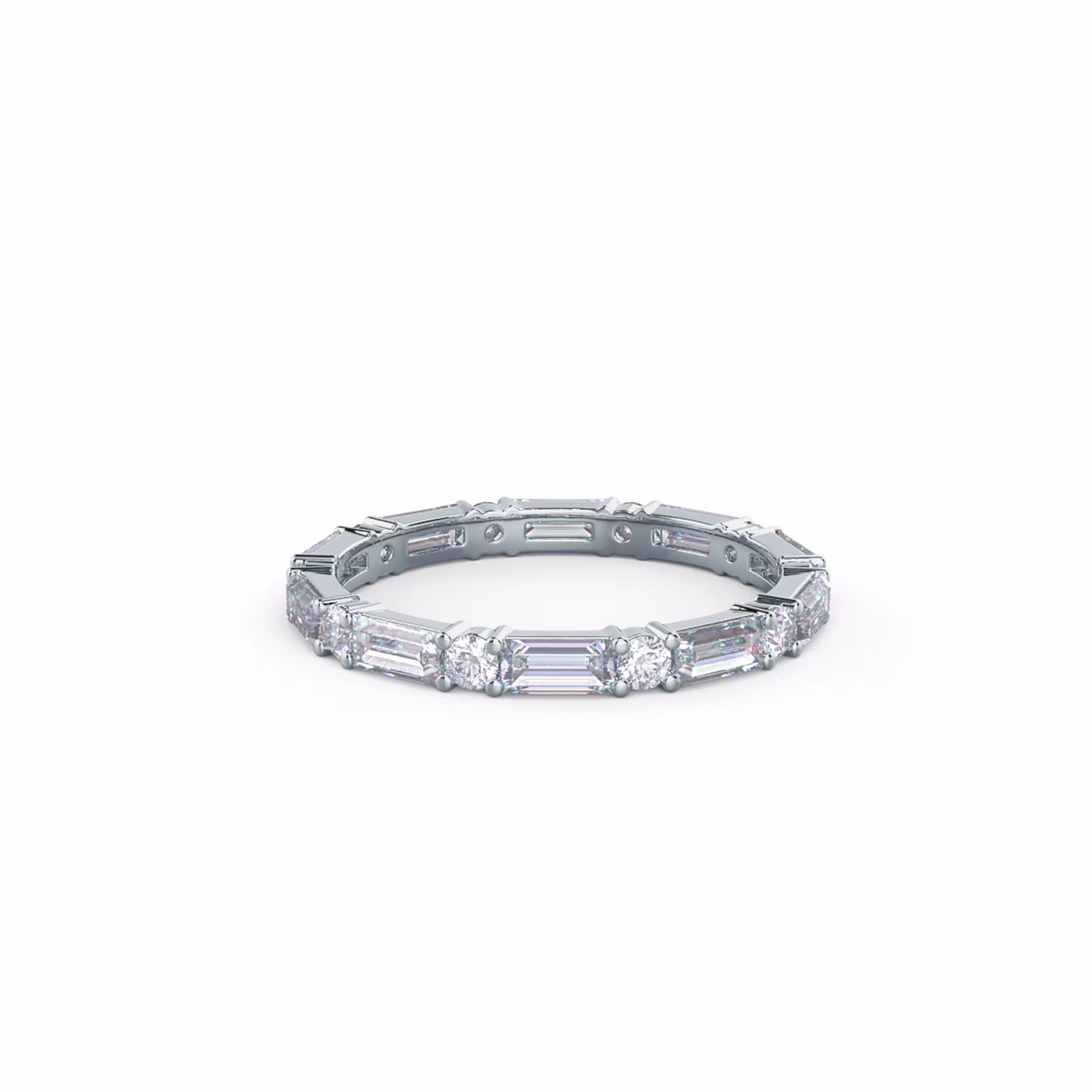 White Gold Baguette and Round Eternity Band featuring 1.3 ctw Lab Diamonds (Main View)
