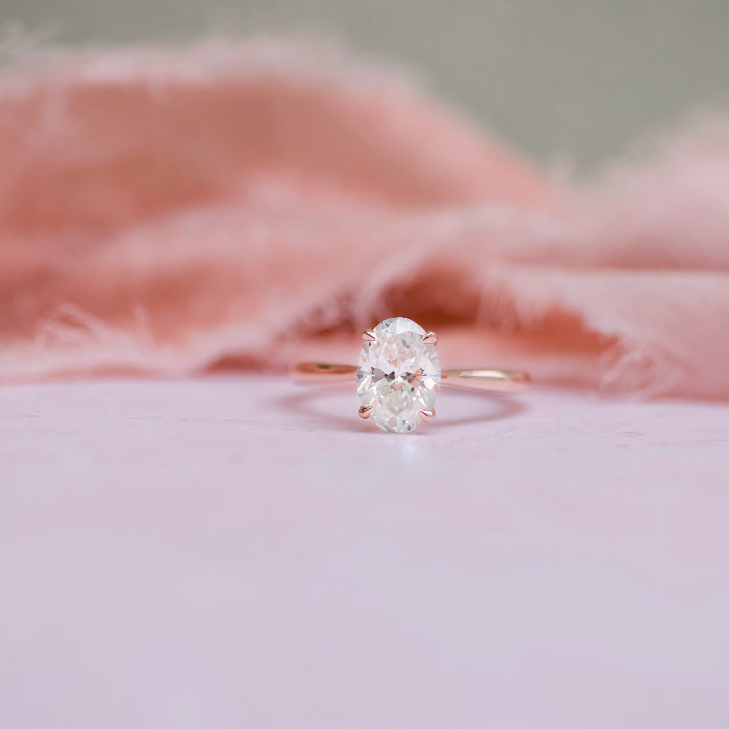14kt Rose Gold Open Tapered Cathedral Solitaire Diamond Engagement Ring featuring 1.5 Carat Diamonds (Main View)