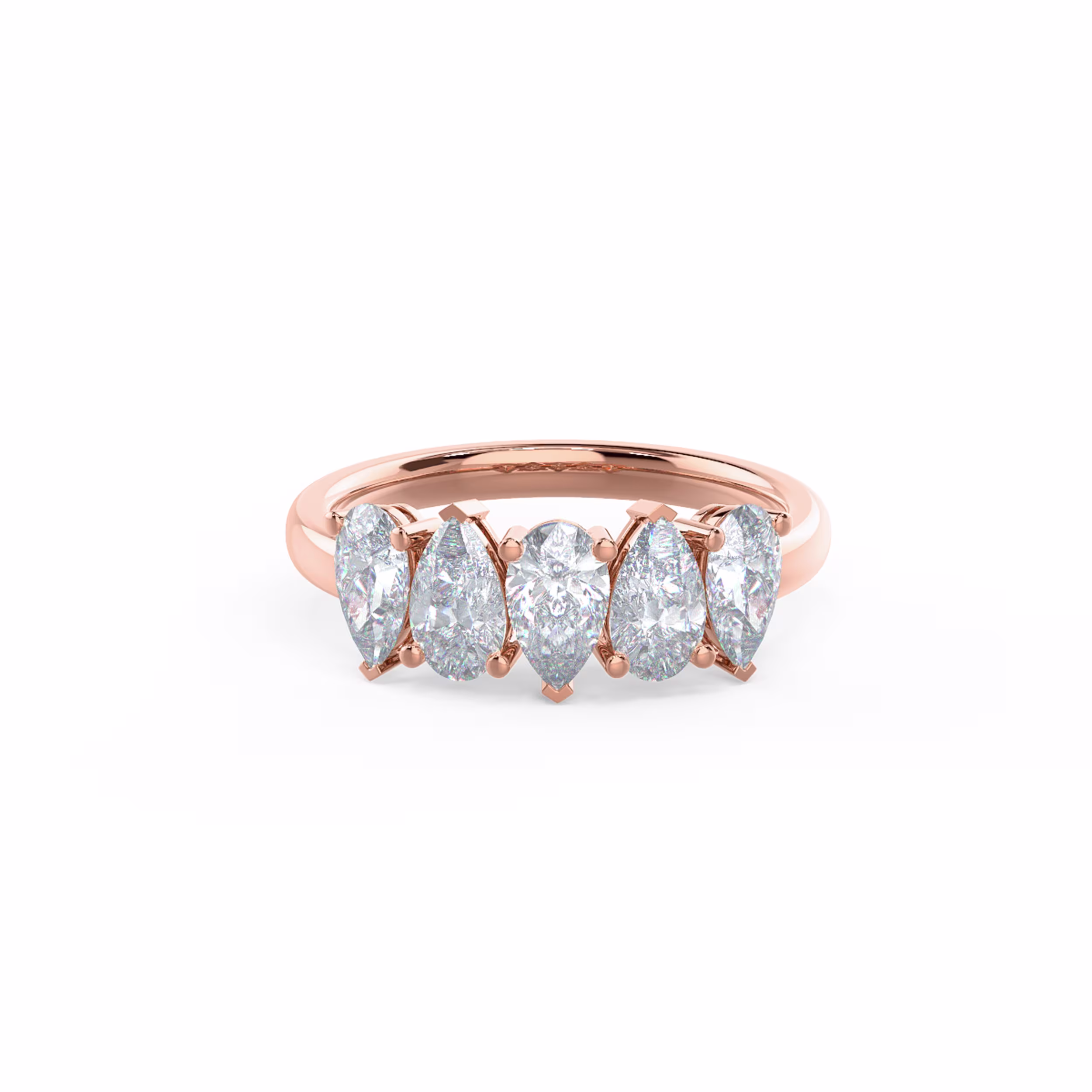 1.5 Carat Lab Diamonds Pear Alternating Five Stone in 14k Rose Gold (Main View)