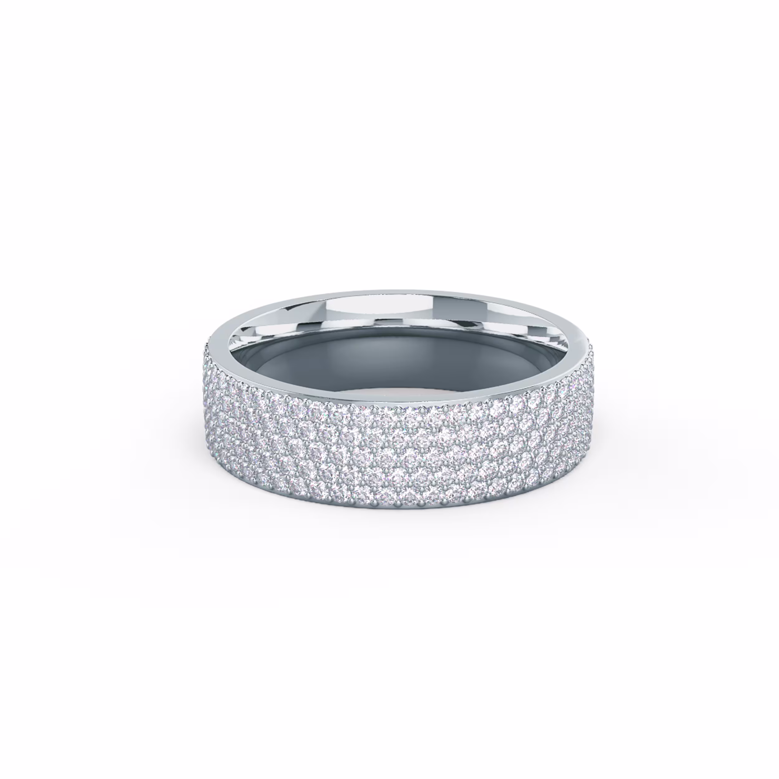 1.5 ct Round Brilliant Lab Created Diamonds Five Row Pavé Eternity Band in 18k White Gold (Main View)