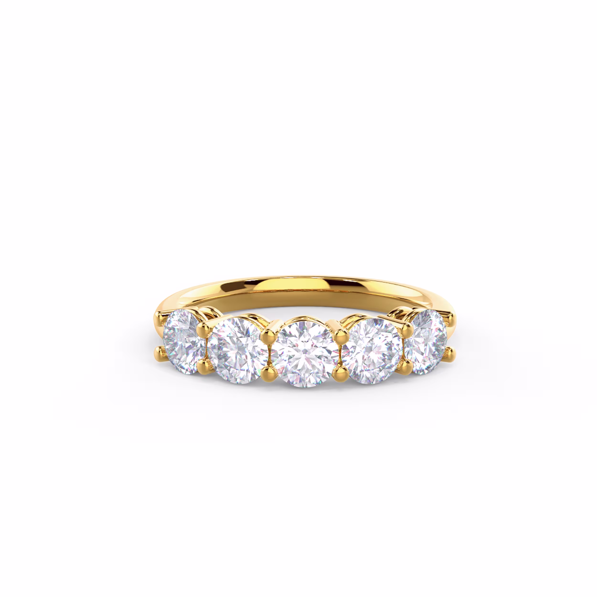 1.5 Carat Round Brilliant Lab Diamonds Prong Set Five Stone in 18k Yellow Gold (Main View)