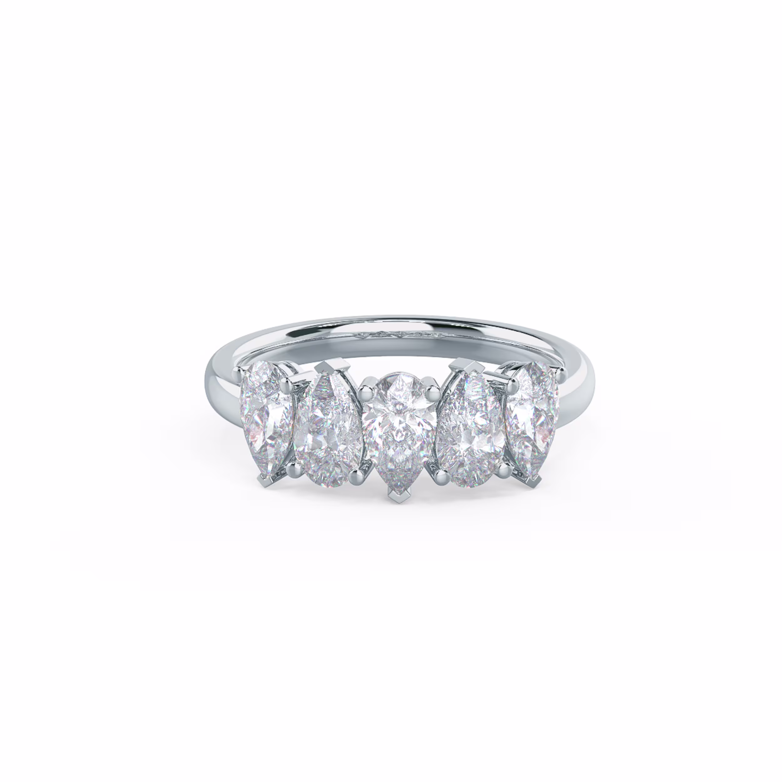 1.5 ct Lab Diamonds Pear Alternating Five Stone in 18k White Gold (Main View)