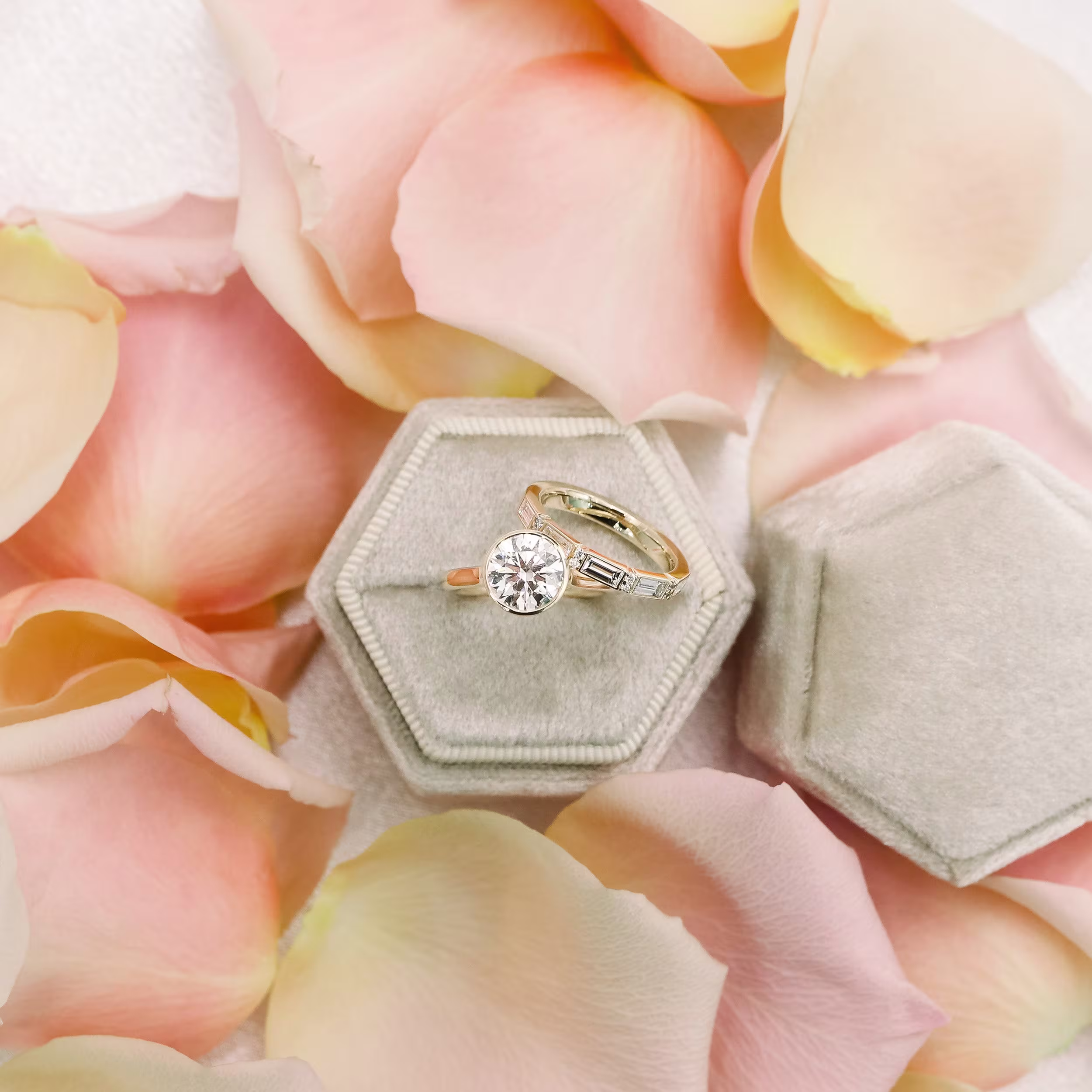 1.75 Carat Diamonds set in 14k Yellow Gold Bezel Solitaire Diamond Engagement Ring (Main View)