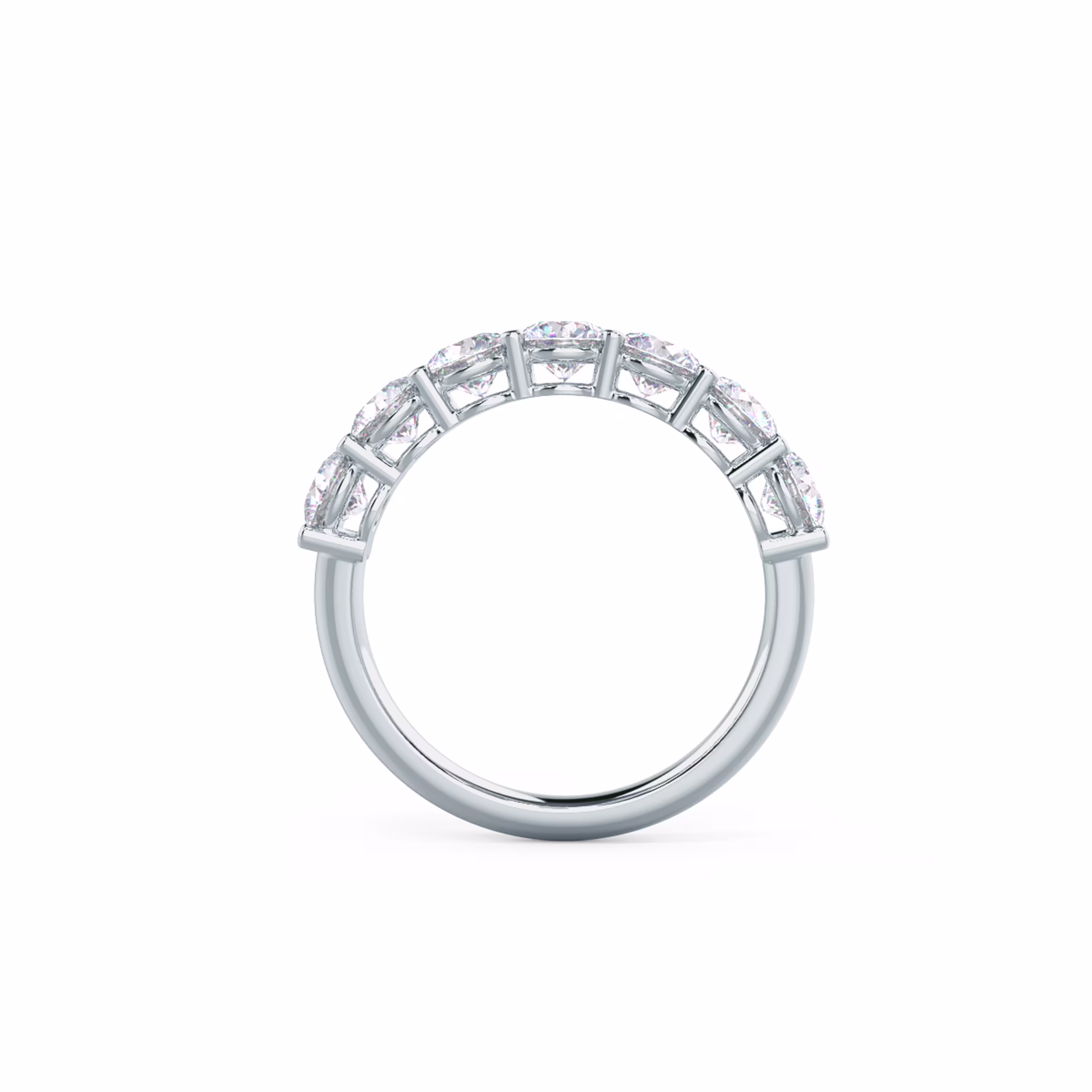 1.75 ct Round Brilliant Lab Diamonds set in 18k White Gold Prong Set Seven Stone (Profile View)