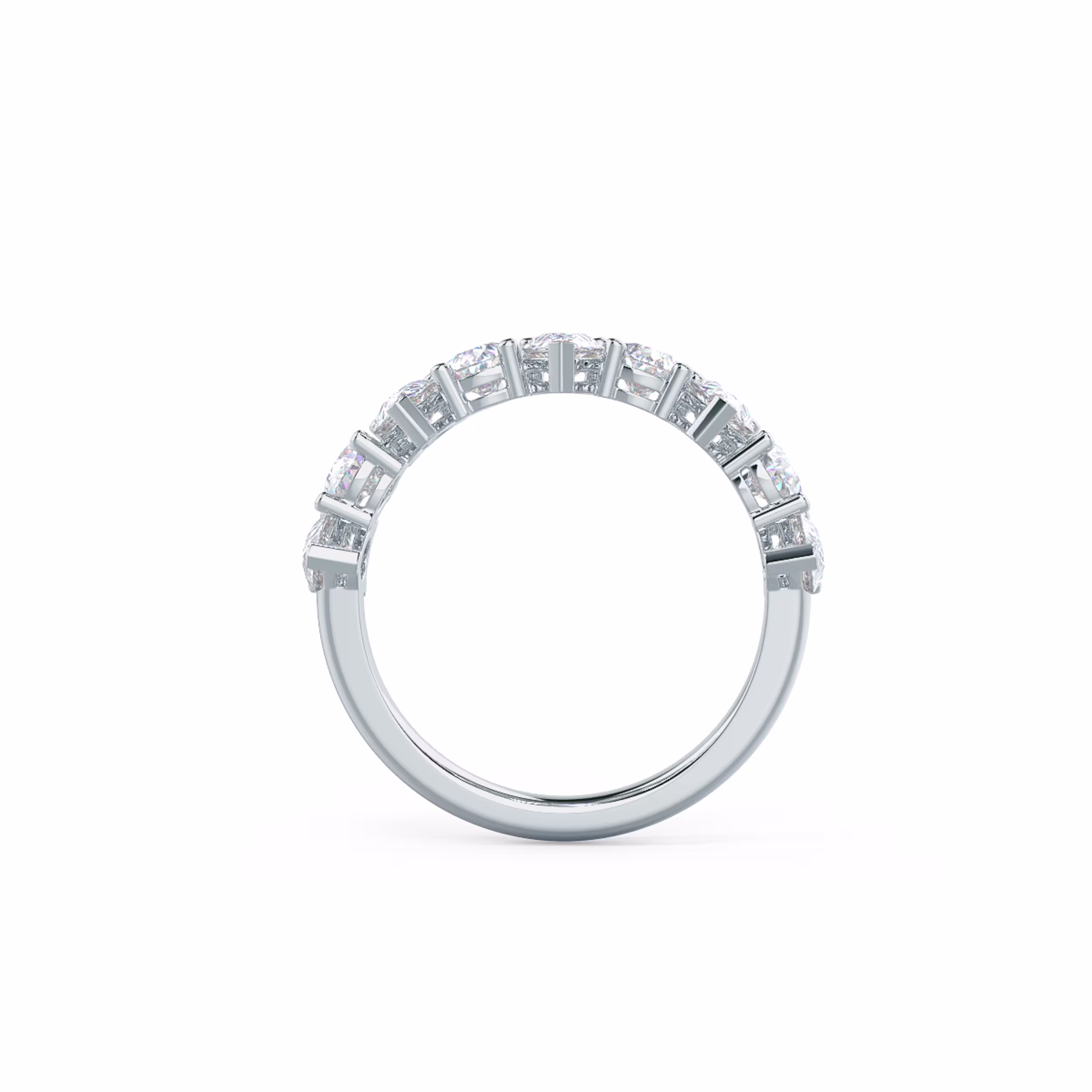 High Quality 1.8 Carat Lab Created Diamonds Pear Alternating Half Band in 18kt White Gold (Profile View)