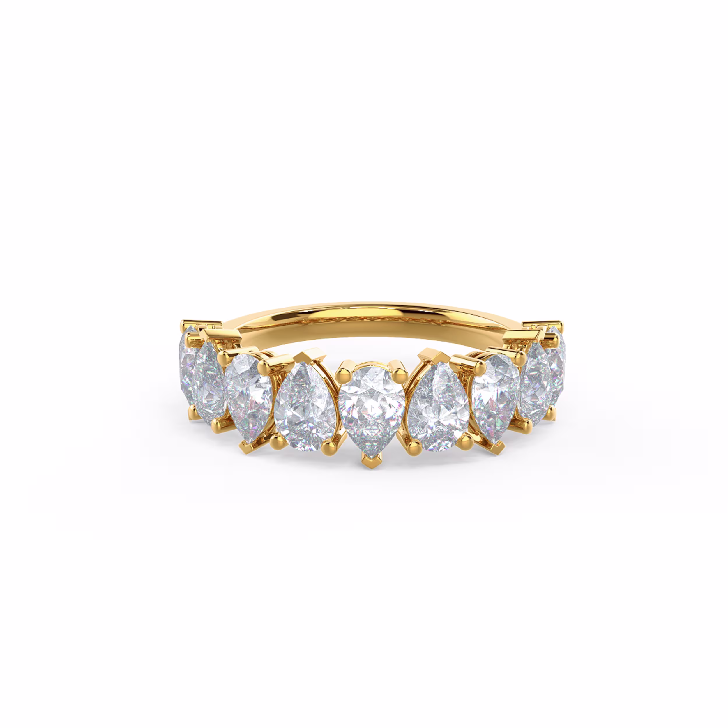 1.8 ctw Diamonds set in 18k Yellow Gold Pear Alternating Half Band (Main View)