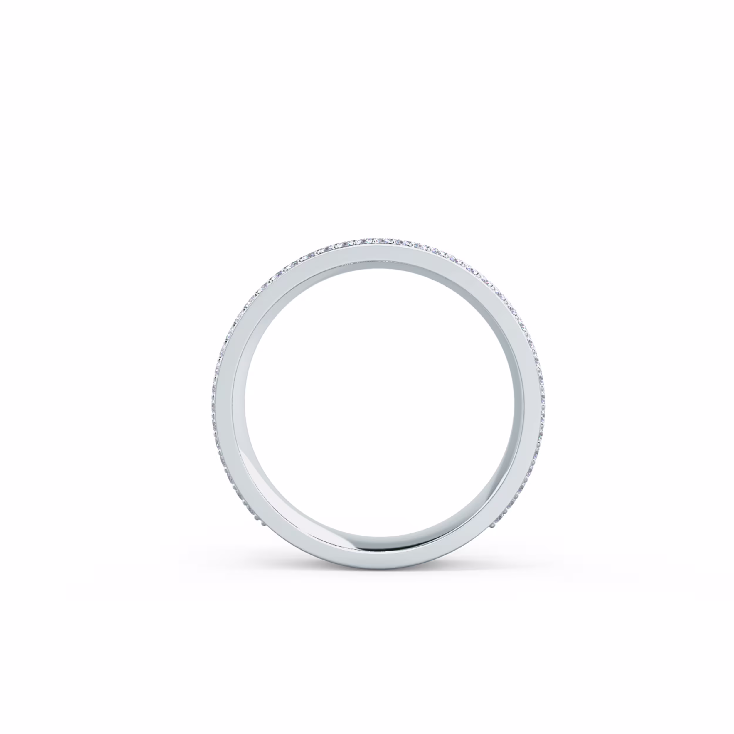 18k White Gold Five Row Pavé Three Quarter Band featuring 1.0 ct Round Brilliant Lab Diamonds (Profile View)