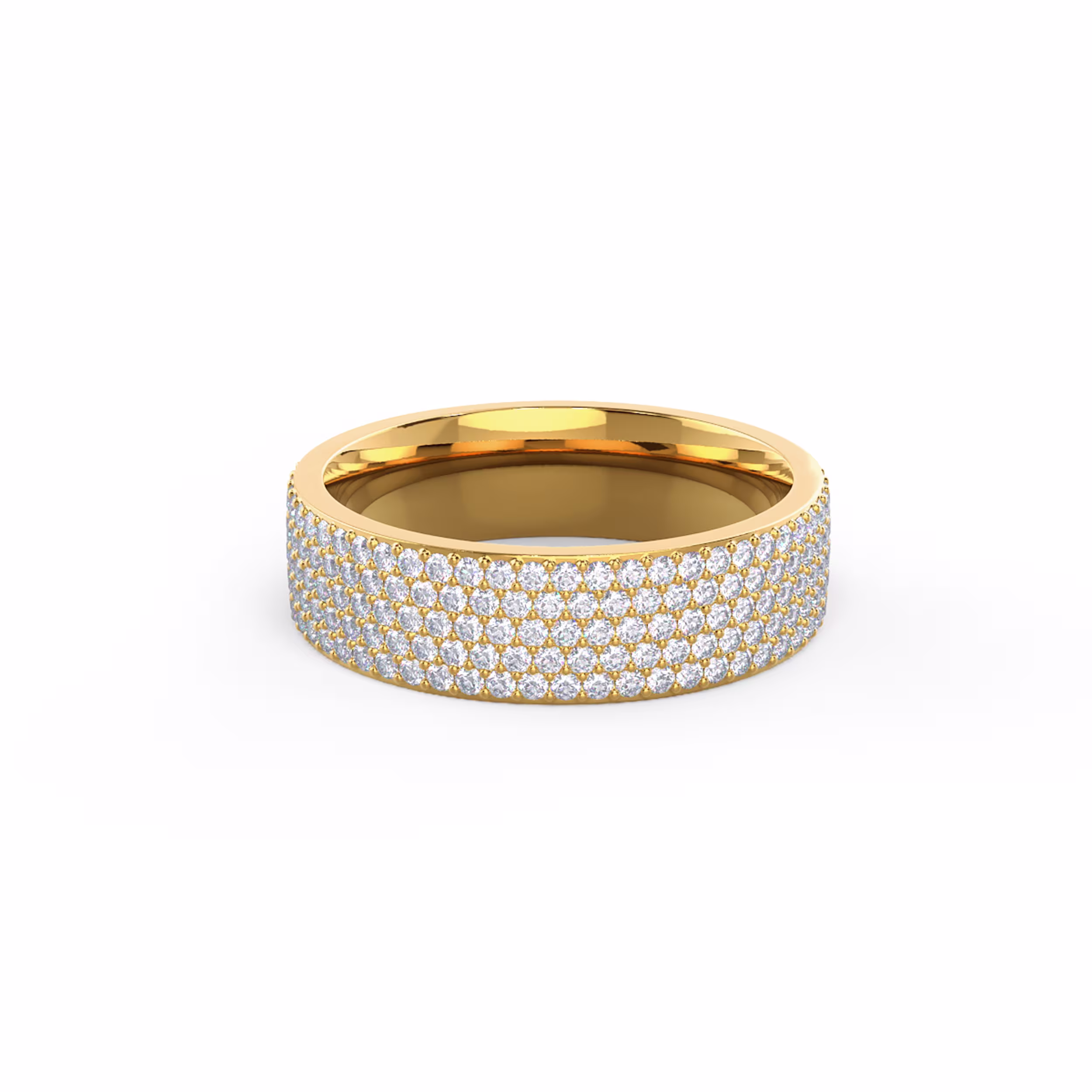 1.0 ctw Round Brilliant Diamonds set in 14kt Yellow Gold Five Row Pavé Three Quarter Band (Main View)
