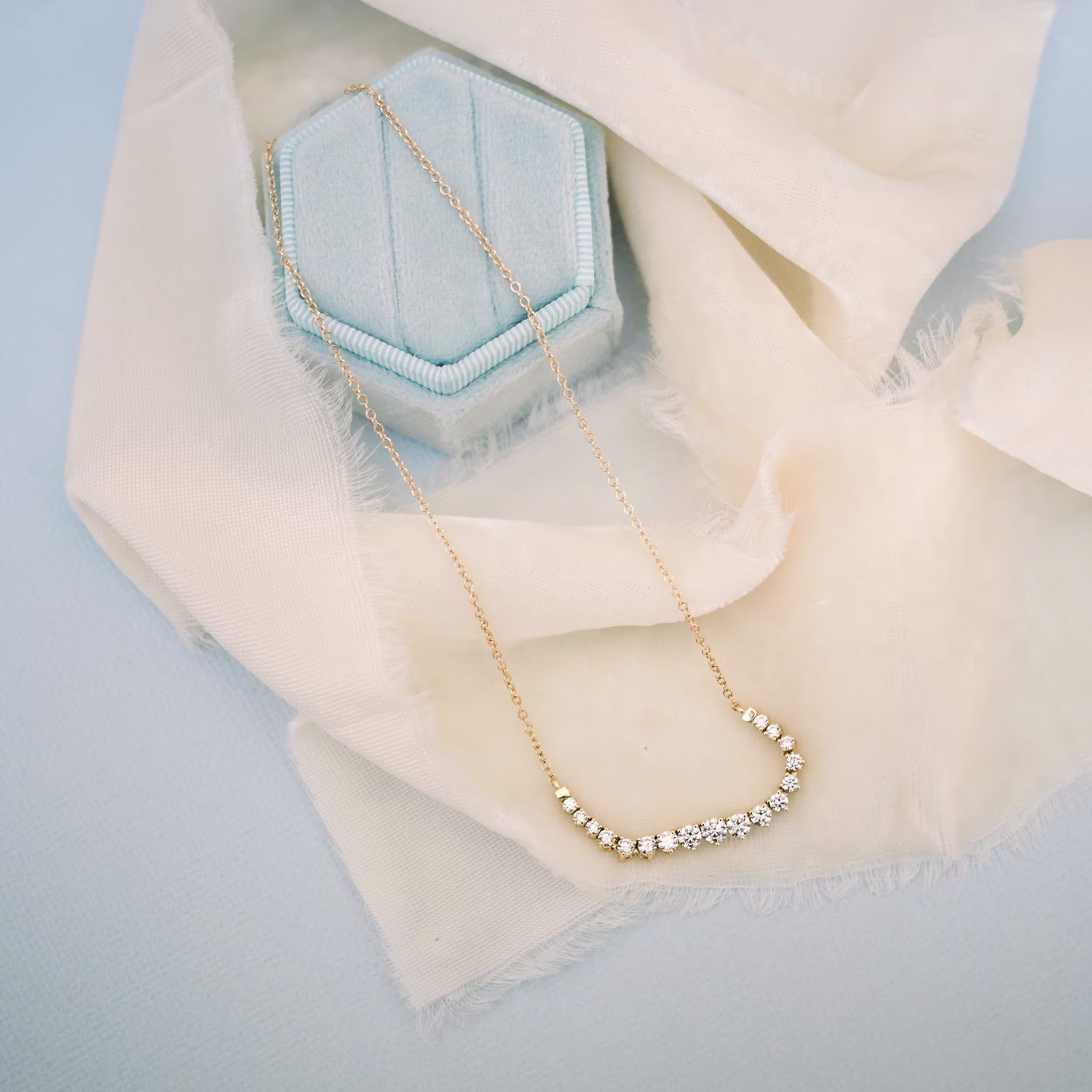 Hand Selected 1.0 Carat Round Brilliant Lab Diamonds set in 14k Yellow Gold Diamond Mini Riviera Choker (Main View)