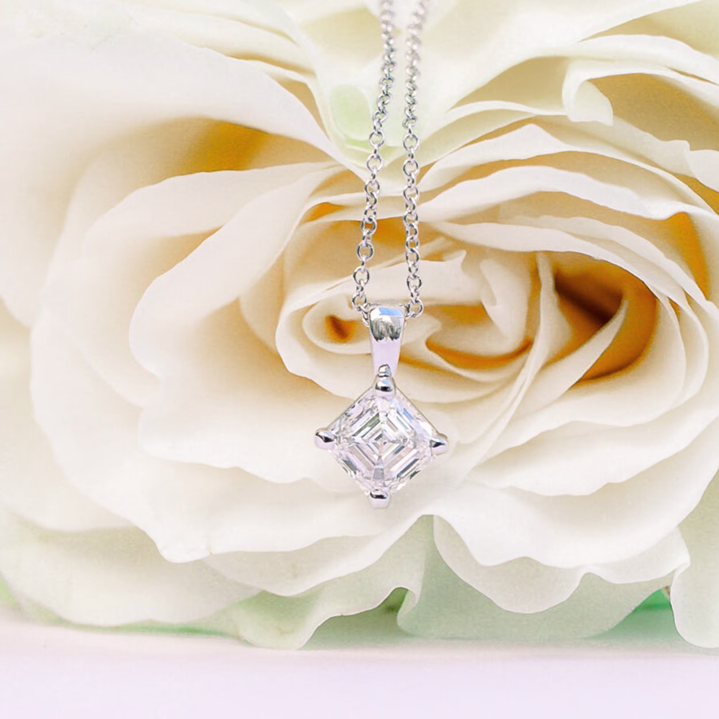 1.0 Carat Diamonds set in Platinum Classic Asscher Pendant (Main View)
