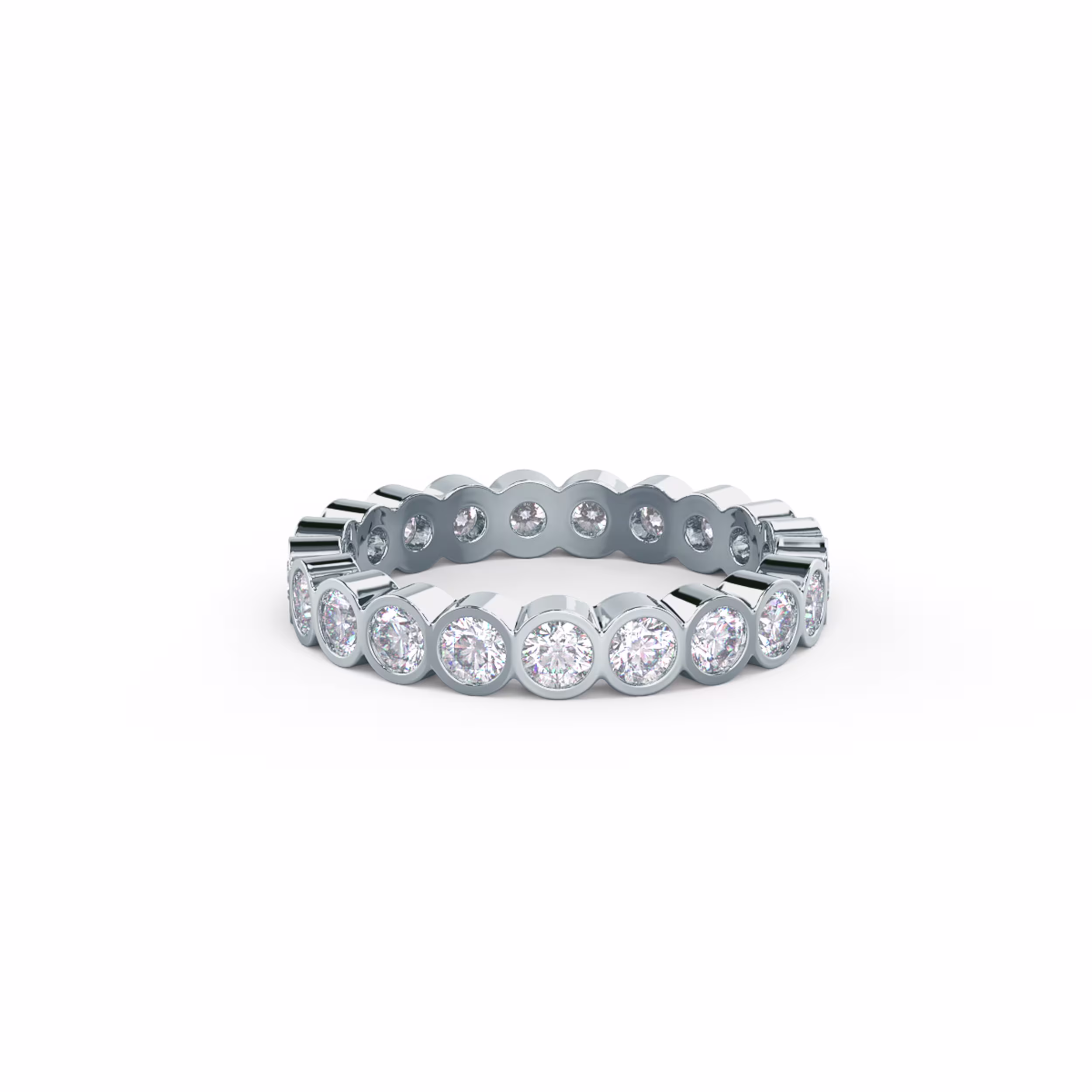 Hand Selected 1.0 Carat Round Created Diamonds Bezel Set Round Diamond Eternity Band in White Gold (Main View)