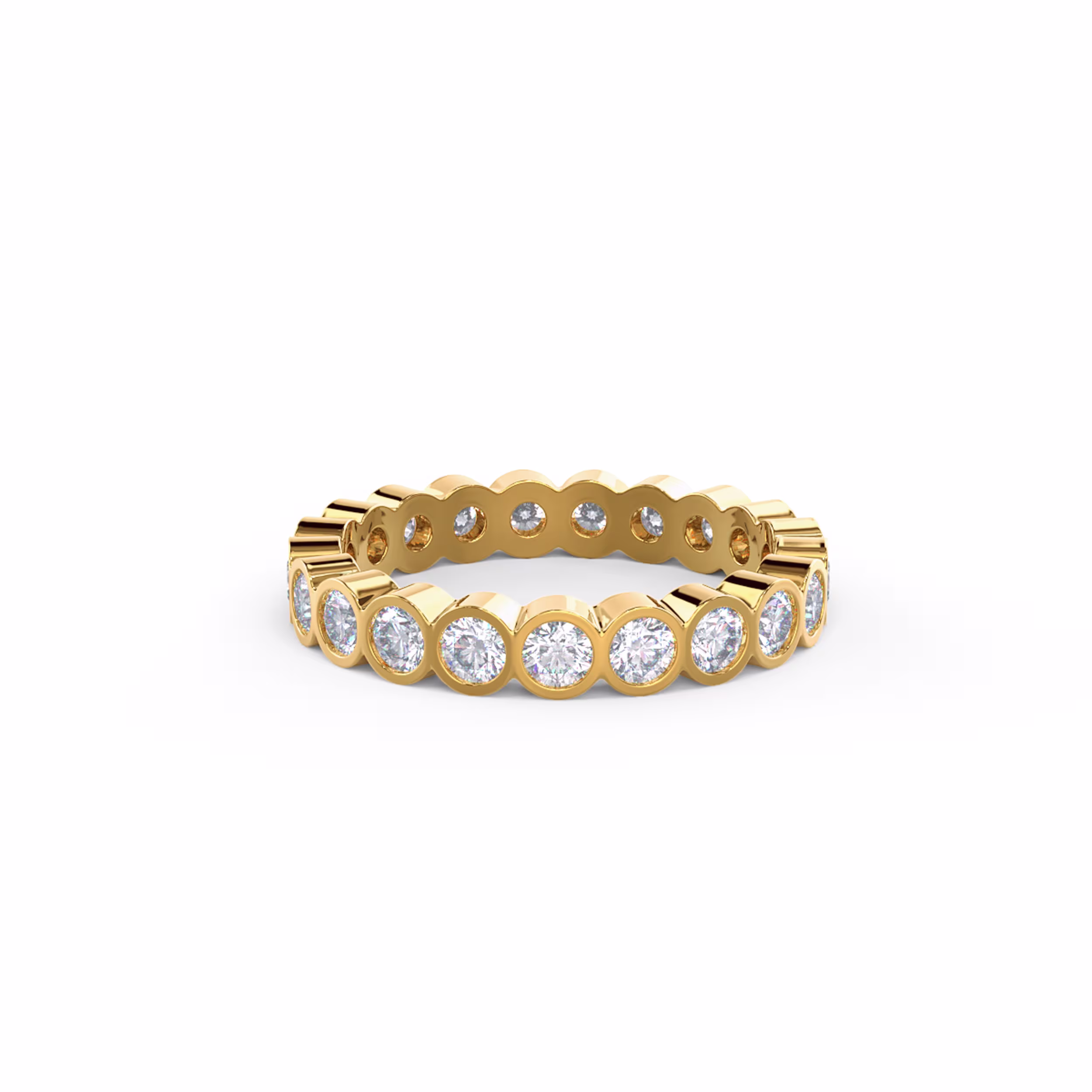 1.0 ct Round Created Diamonds Bezel Set Round Diamond Eternity Band in 14k Yellow Gold (Main View)