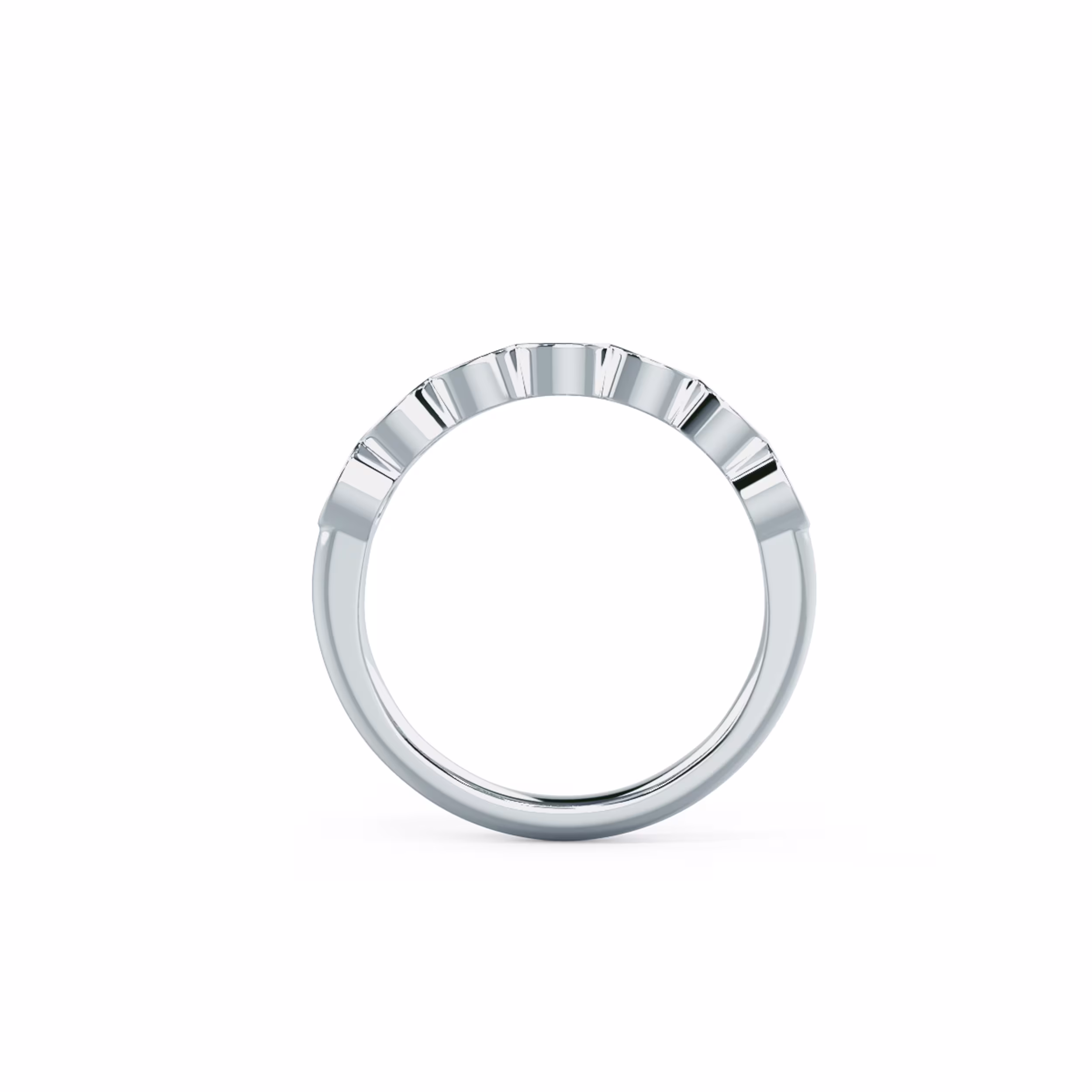 Hand Selected 1.0 Carat Round Brilliant Lab Grown Diamonds set in 18k White Gold Bezel Seven Stone (Profile View)