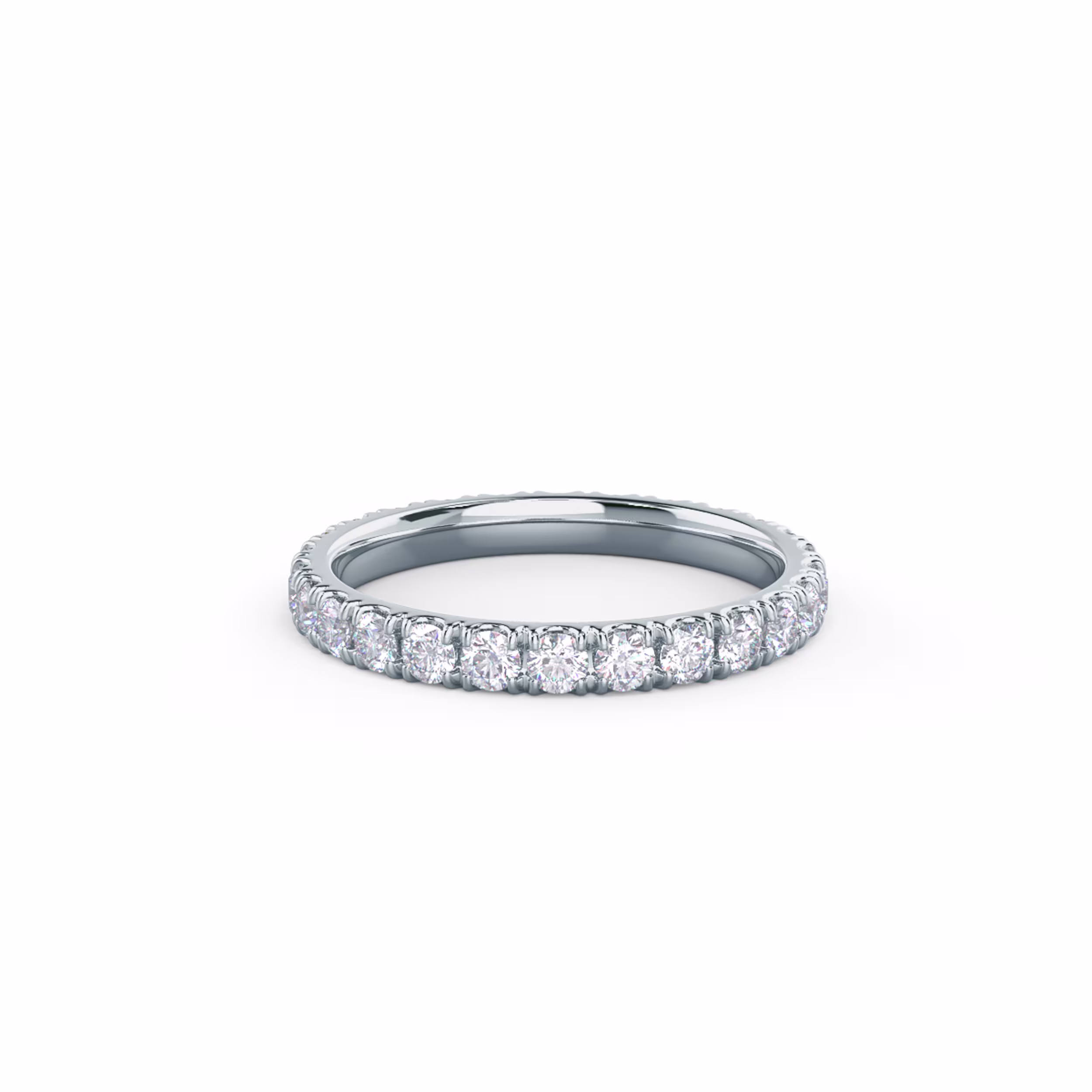 18k White Gold Round Diamond U Pavé Eternity Band featuring High Quality 1.0 Carat Round Lab Created Diamonds (Main View)