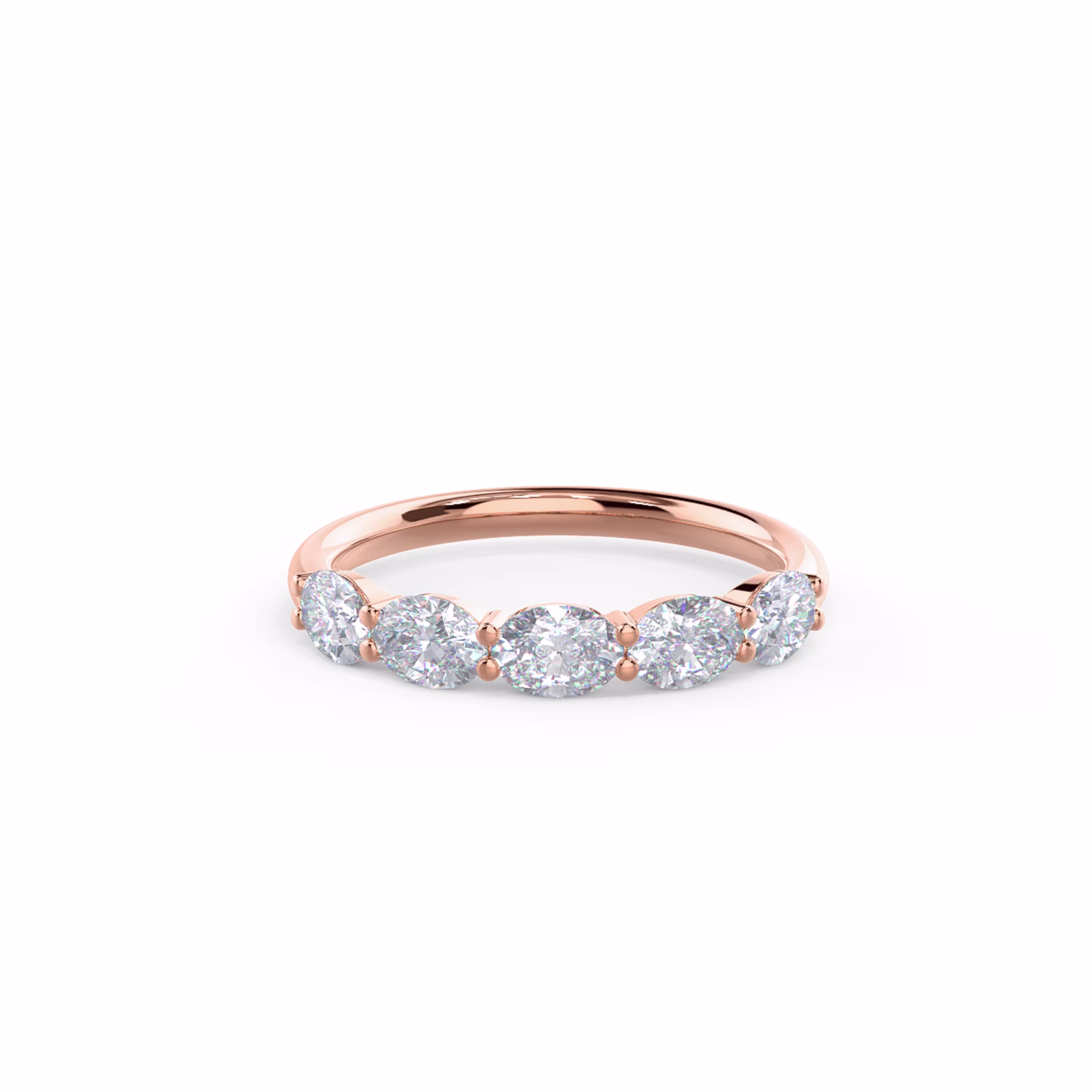 14k Rose Gold Oval East-West Five Stone featuring High Quality 1.0 ct Diamonds (Main View)